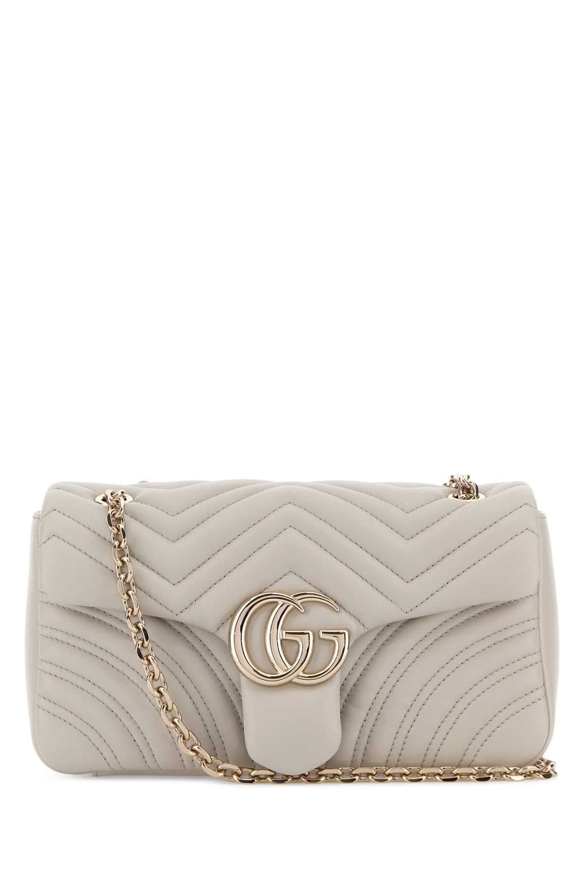 Gucci Women Chalk Nappa Leather Medium Gg Marmont Shoulder Bag GUCCI