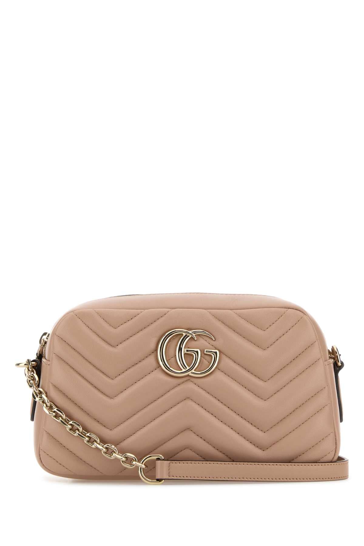 Gucci Women Pink Nappa Leather Gg Marmont Crossbody Bag GUCCI