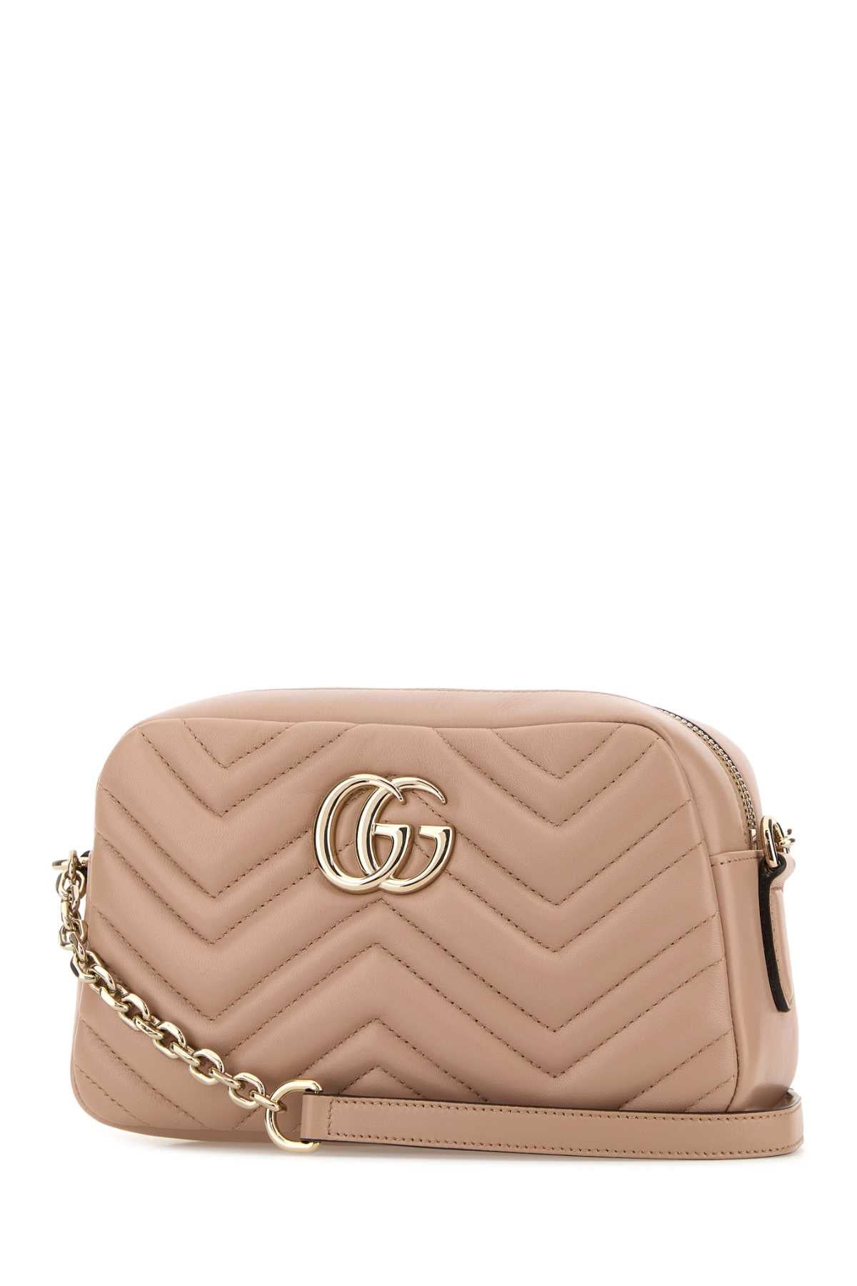 Gucci Women Pink Nappa Leather Gg Marmont Crossbody Bag GUCCI