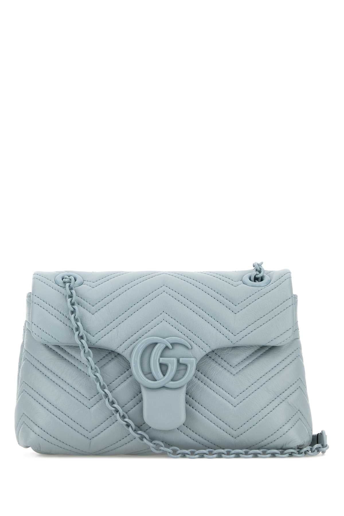 Gucci Women Light Blue Nappa Leather Small Gg Marmont Shoulder Bag GUCCI