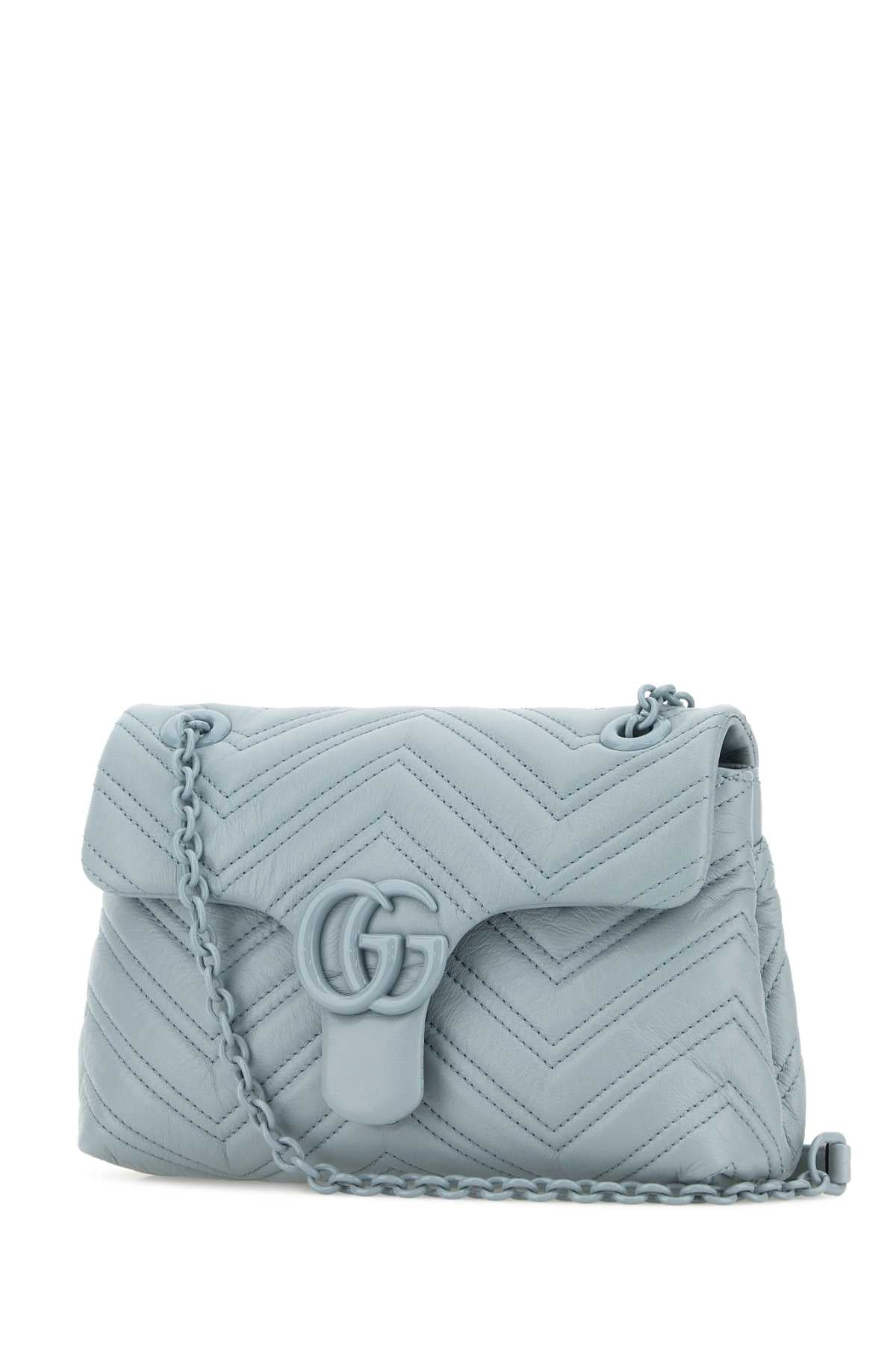 Gucci Women Light Blue Nappa Leather Small Gg Marmont Shoulder Bag GUCCI