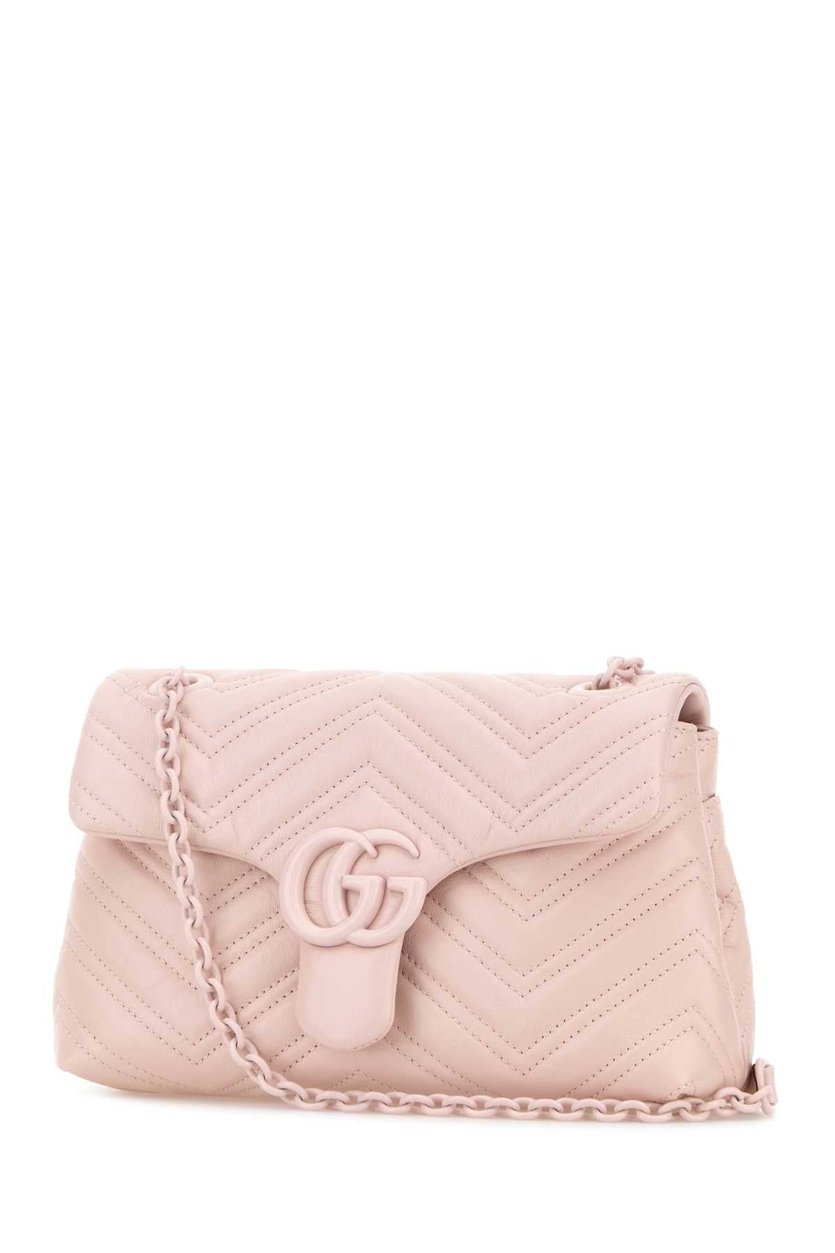 Gucci Women Pink Nappa Leather Small Gg Marmont Shoulder Bag GUCCI