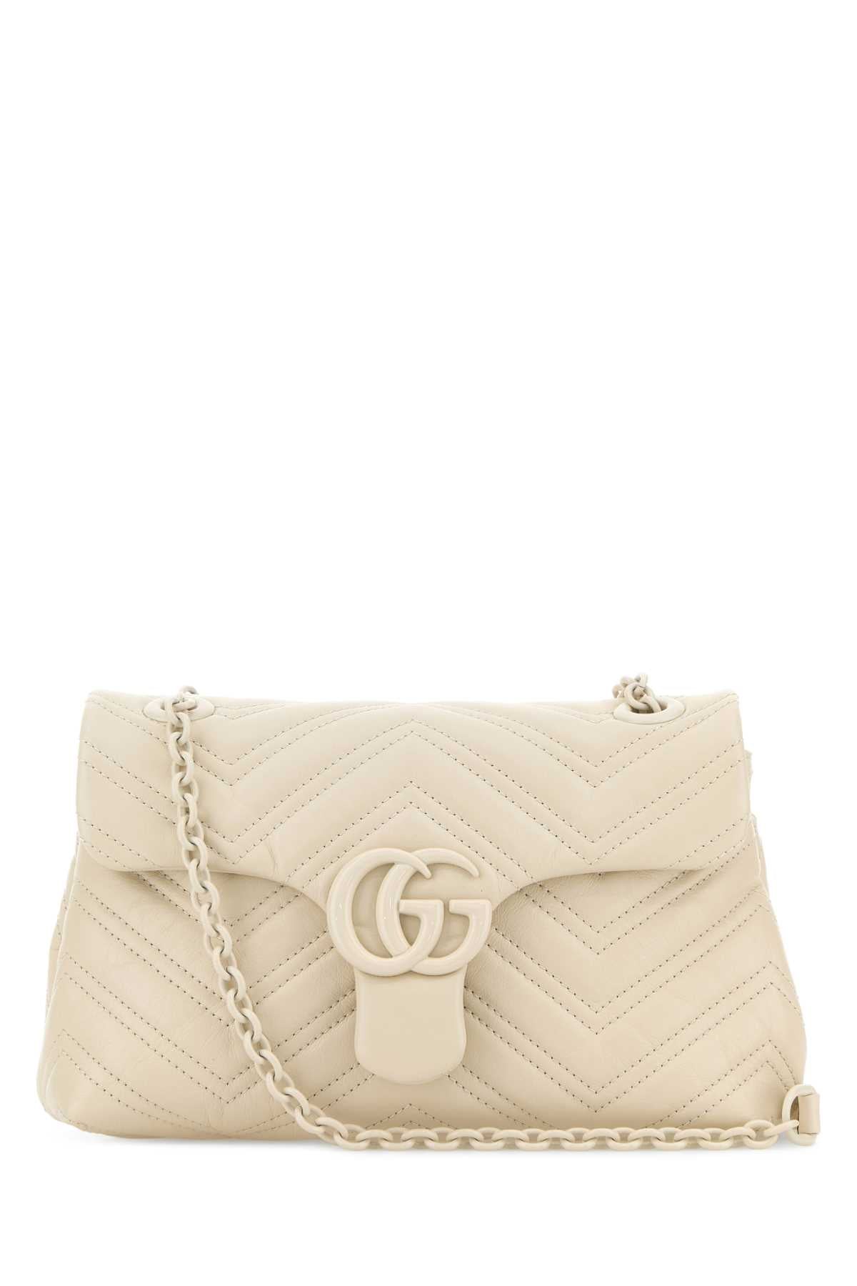 Gucci Women Ivory Nappa Leather Small Gg Marmont Shoulder Bag GUCCI