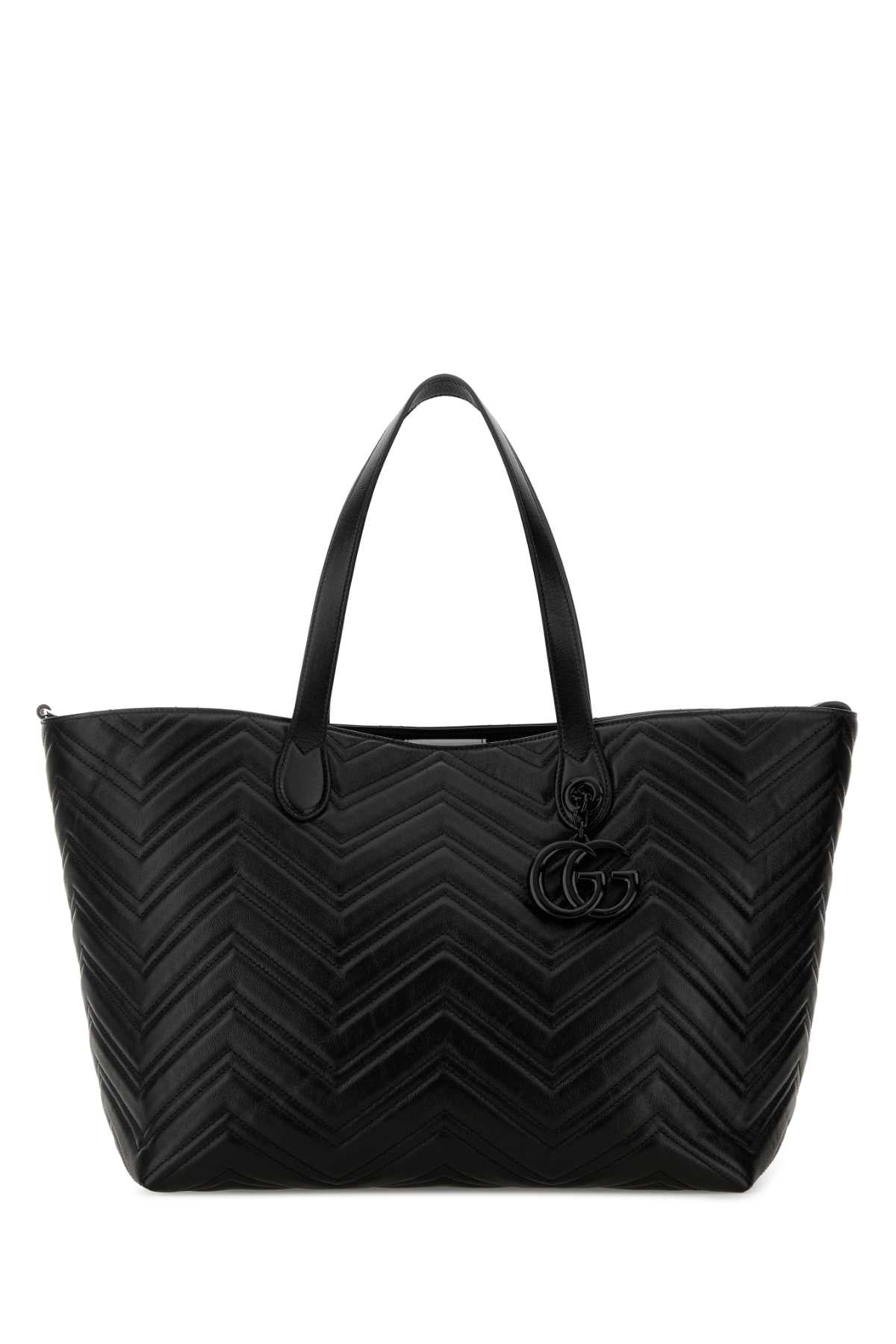 Gucci Women Black Leather Large Gg Marmont Shopping Bag GUCCI