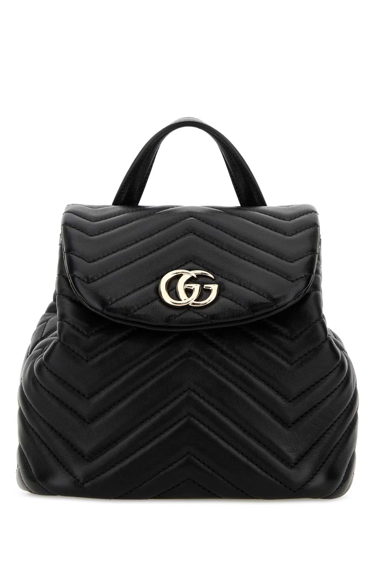Gucci Women Black Leather Mini Gg Marmont Backpack GUCCI