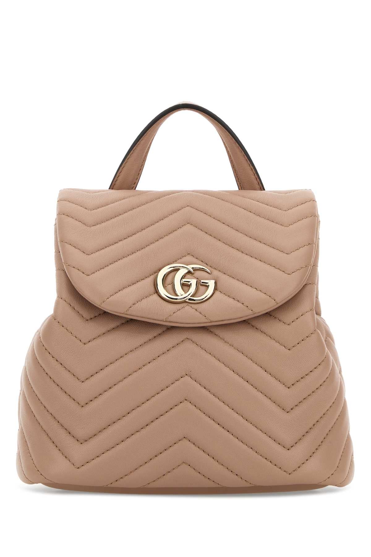 Gucci Women Pink Leather Mini Gg Marmont Backpack GUCCI