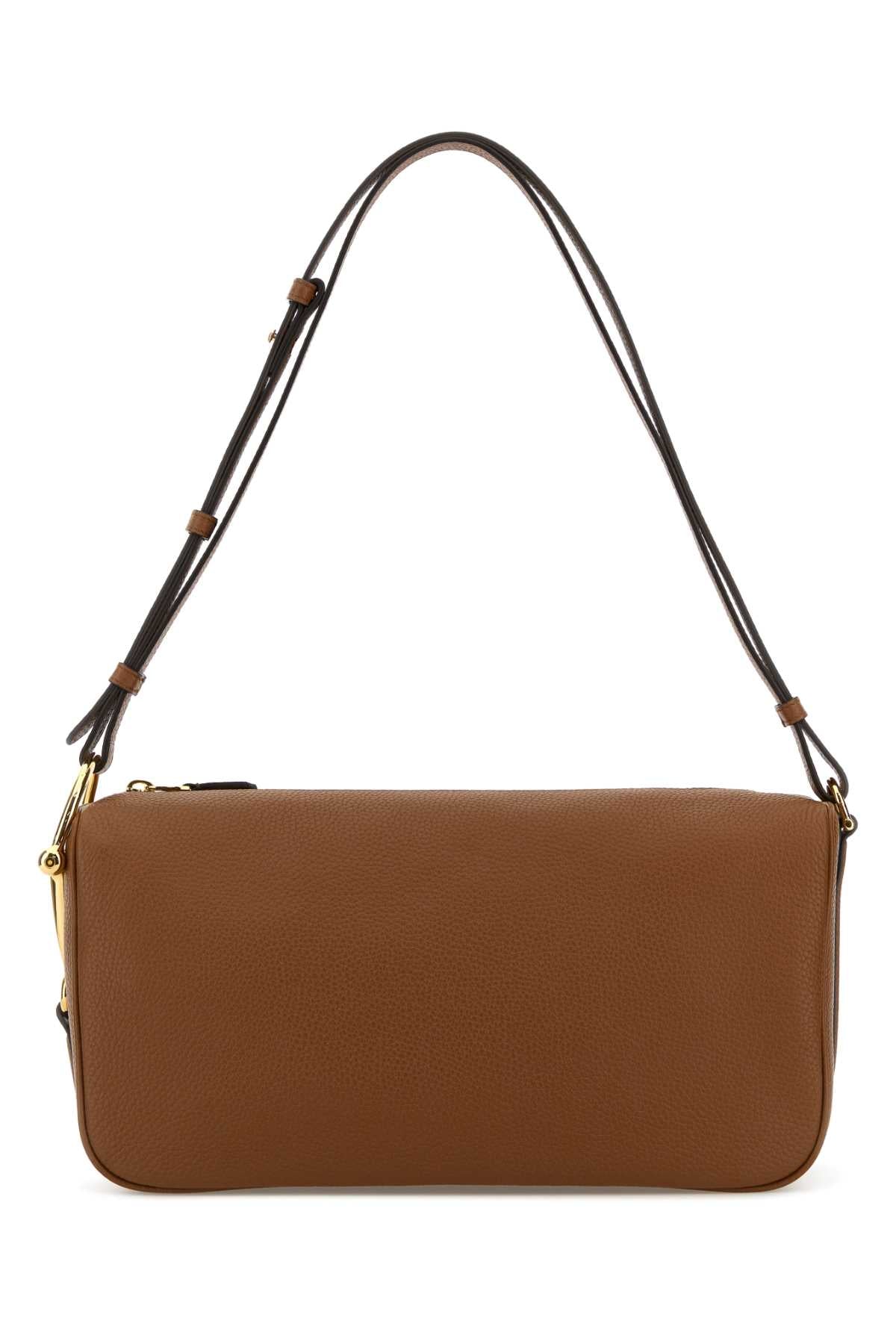 Gucci Women Caramel Leather Medium Gucci Half Horsebit Shoulder Bag GUCCI