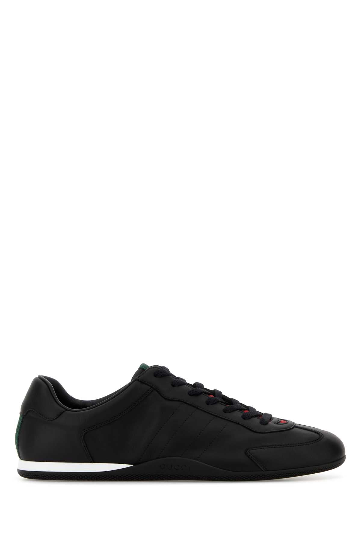 Gucci Men Black Leather Gucci Shift Sneakers GUCCI
