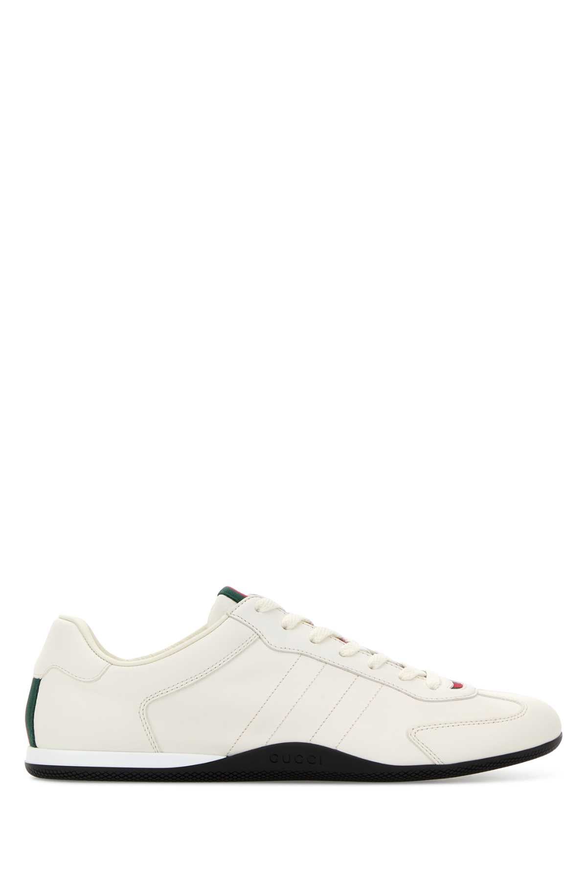 Gucci Men White Leather Gucci Shift Sneakers GUCCI