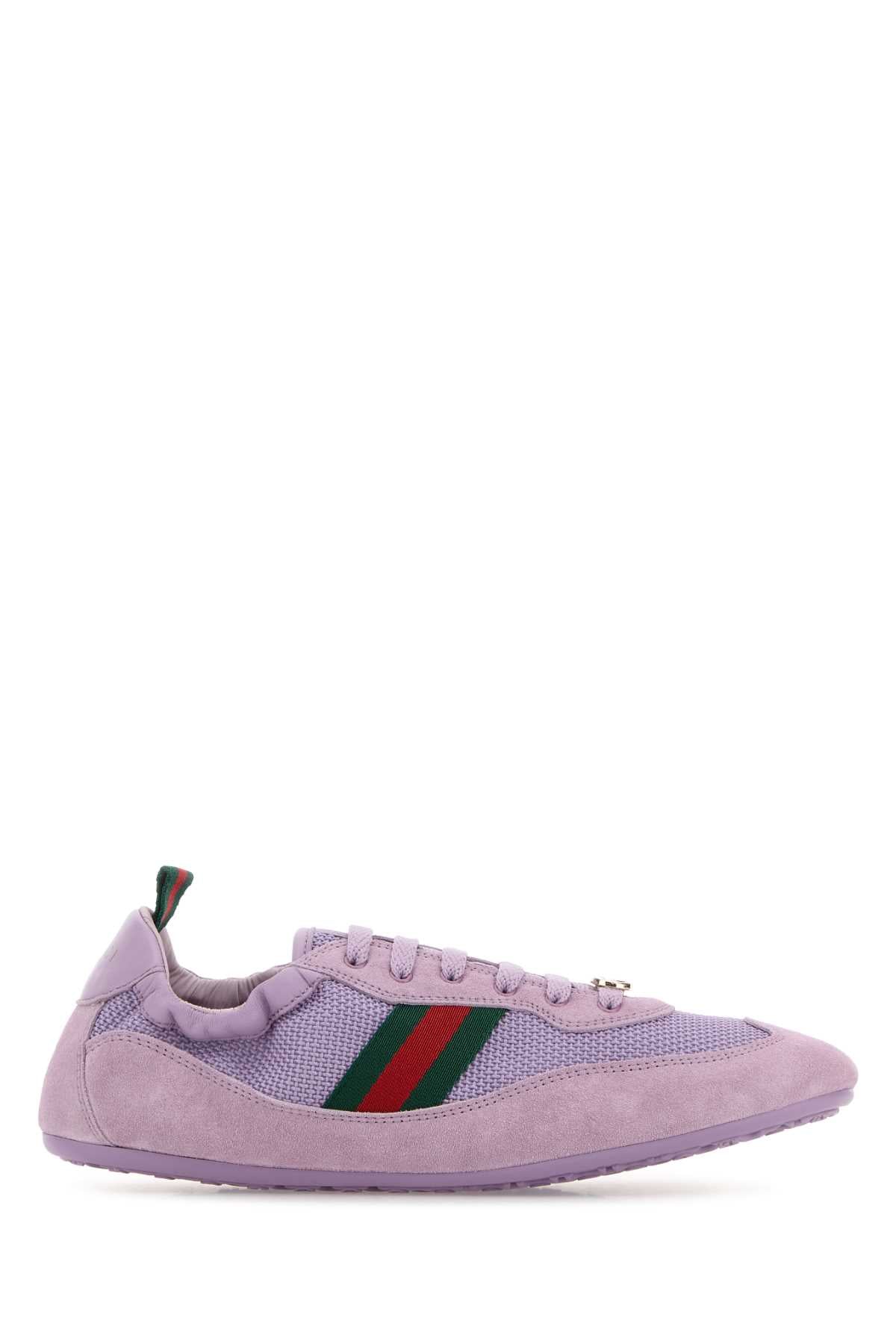 Gucci Women Lilac Fabric And Suede Gucci Shift Sneakers GUCCI