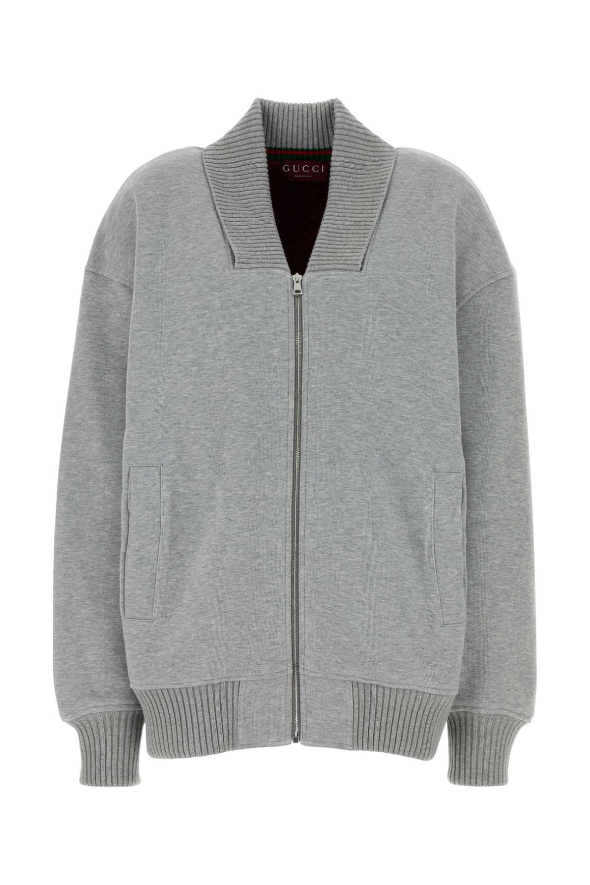Gucci Women Grey Cotton Blend Bomber Jacket GUCCI