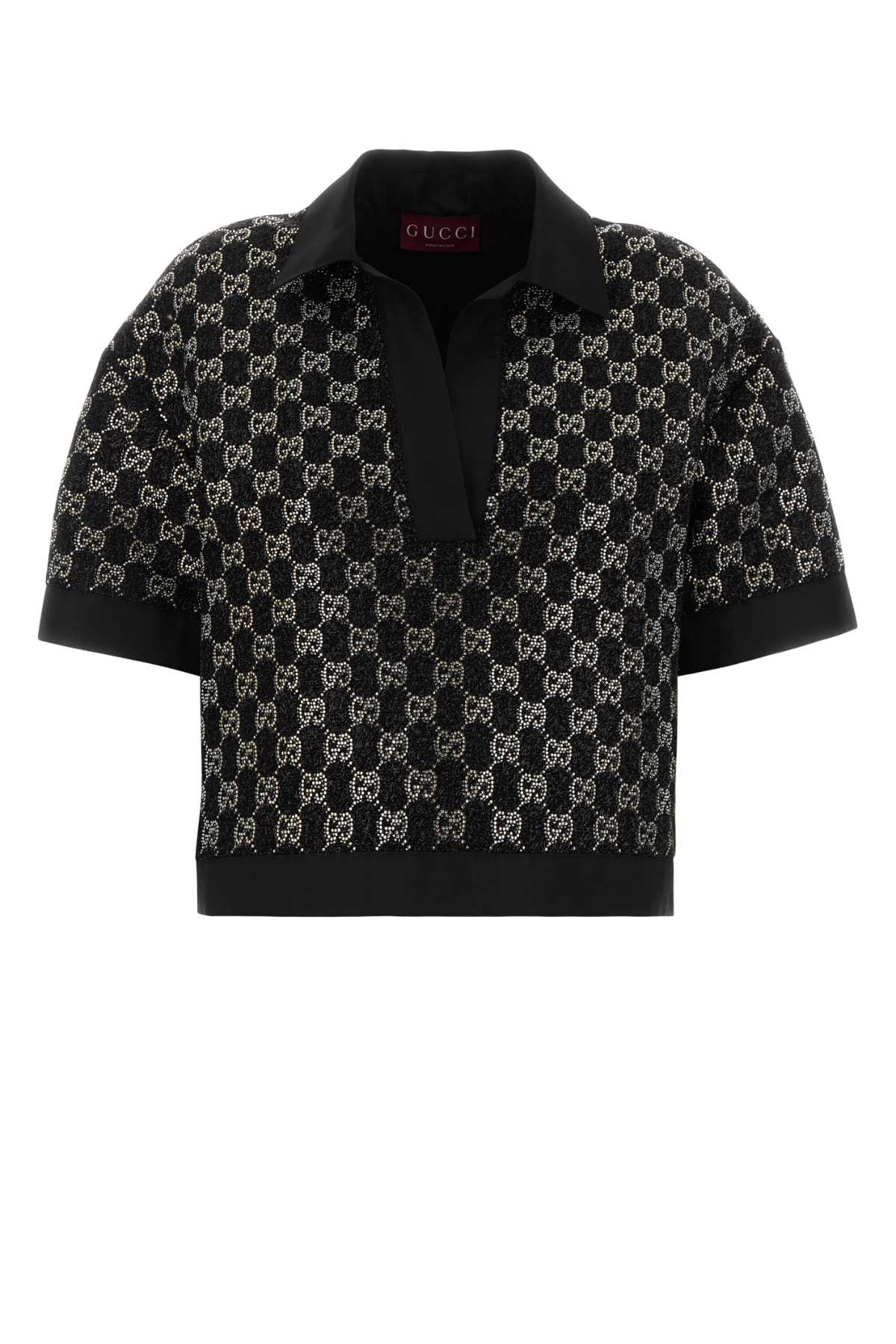 Gucci Women Black Boucle Polo Shirt GUCCI