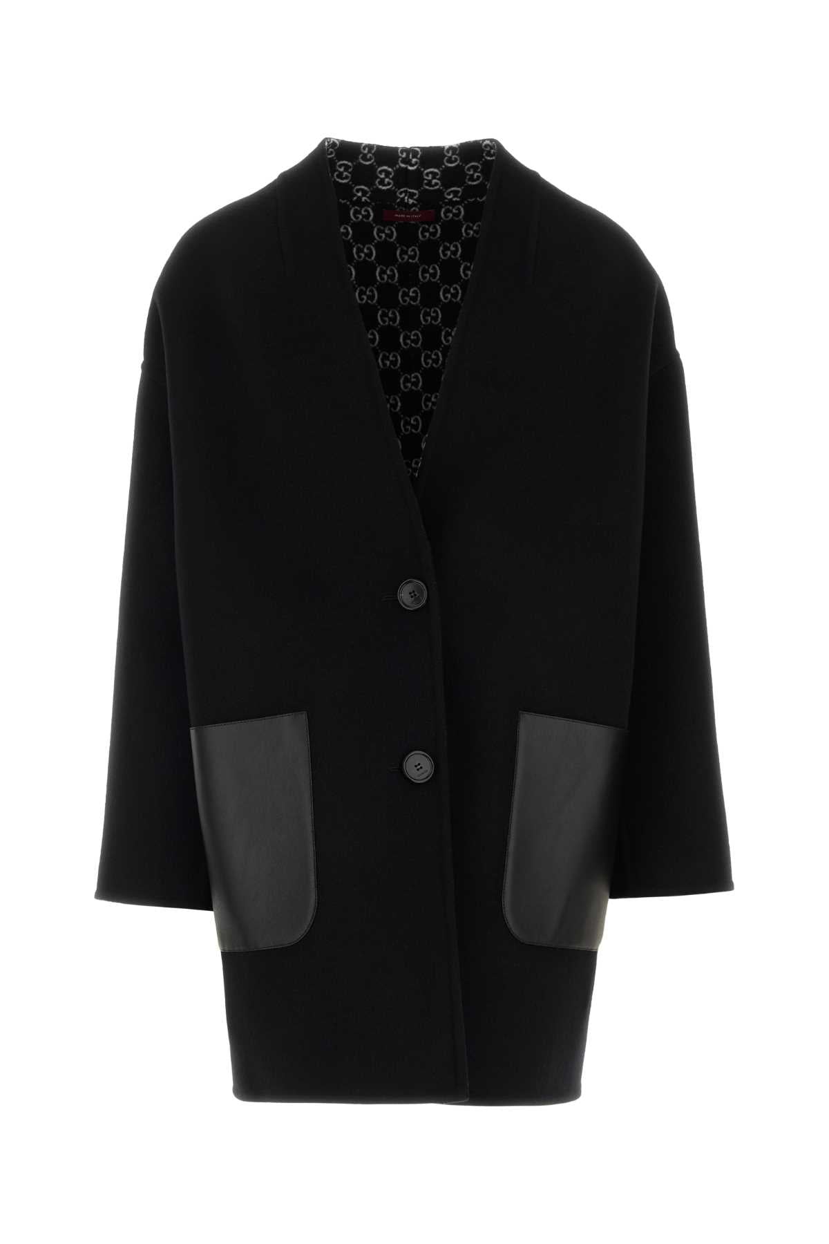 Gucci Women Black Wool Blend Reversible Coat GUCCI
