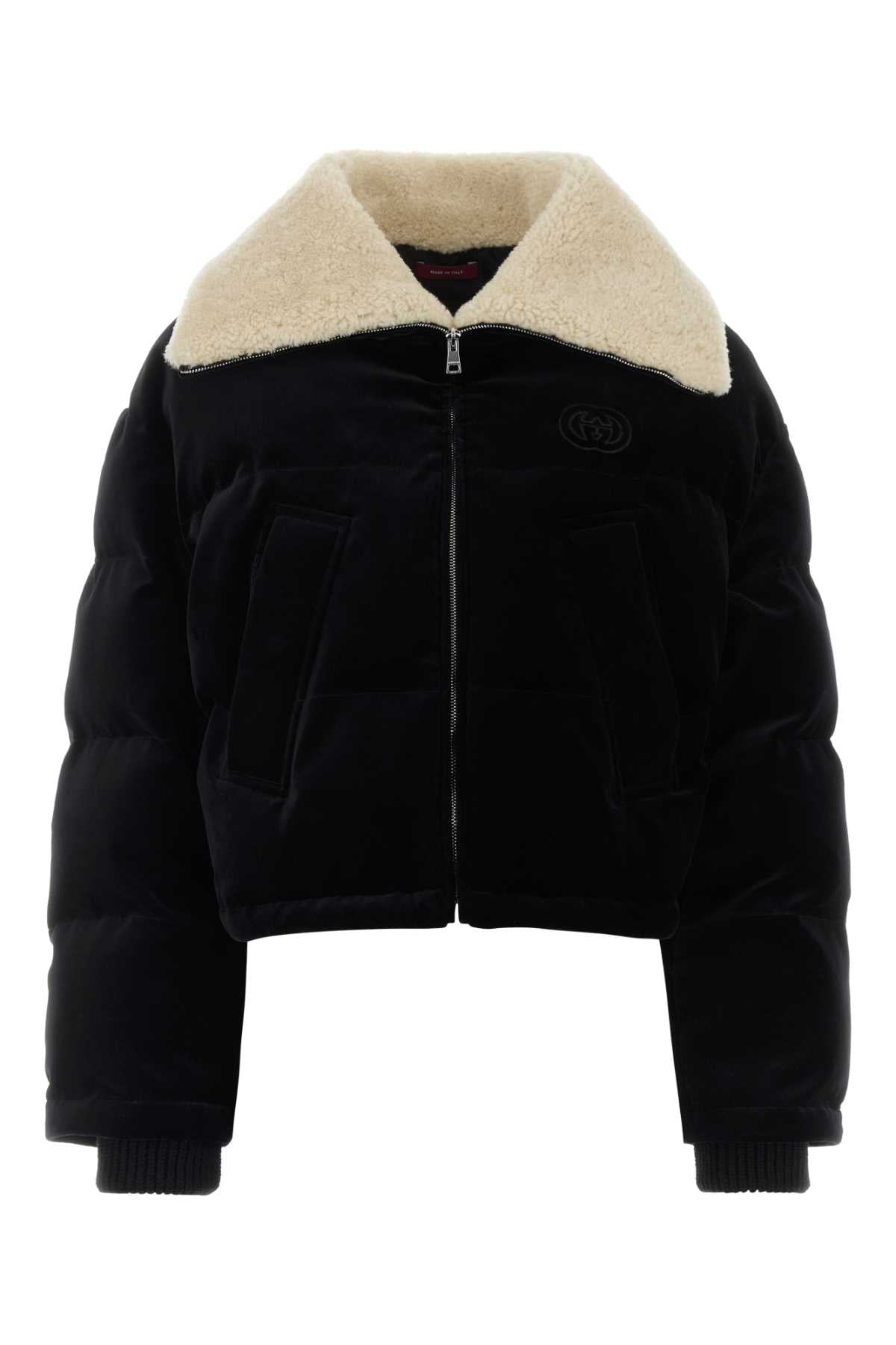 Gucci Women Black Velvet Padded Jacket GUCCI