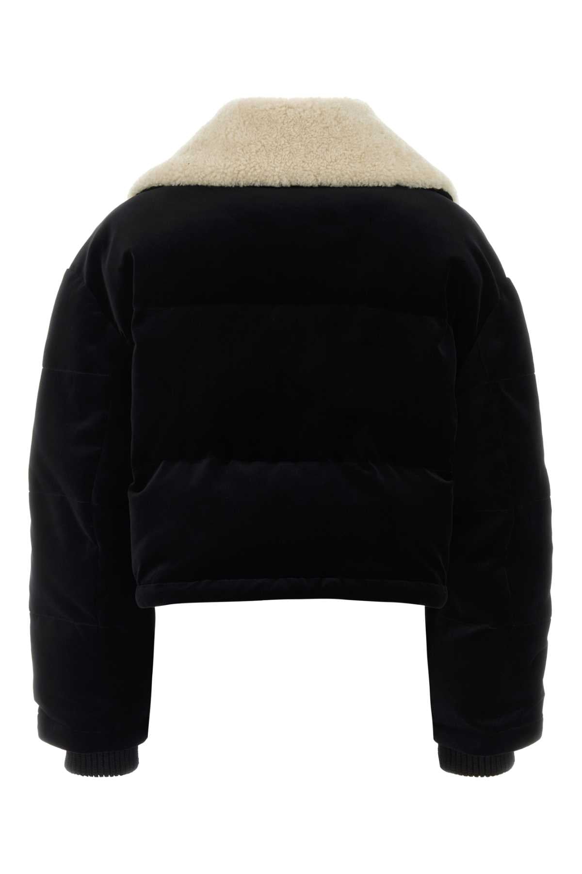 Gucci Women Black Velvet Padded Jacket GUCCI