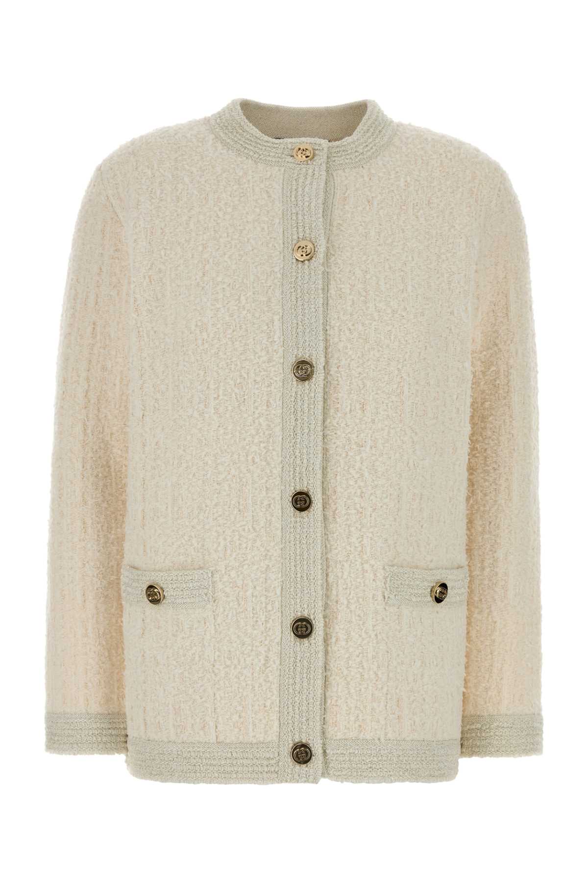 Gucci Women Ivory Stretch Boucle Cardigan GUCCI