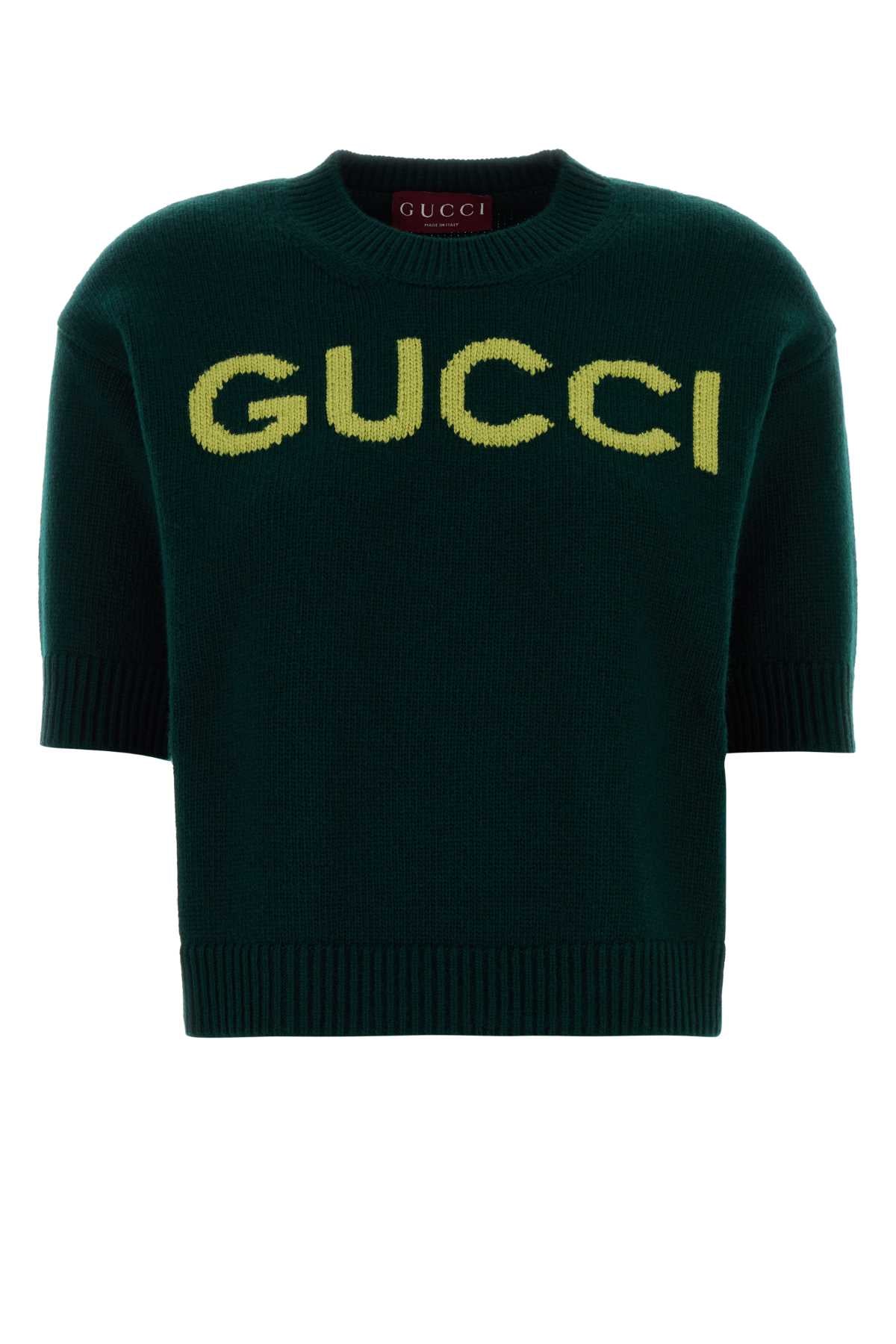 Gucci Women Bottle Green Wool Sweater GUCCI