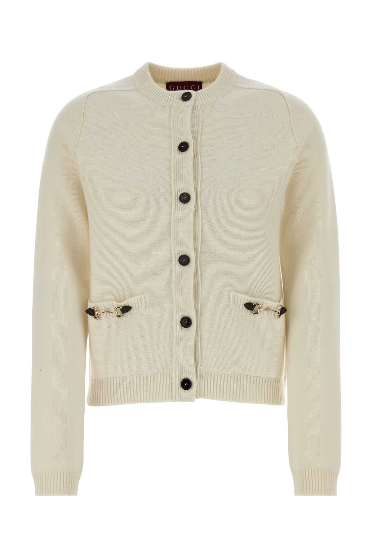 Gucci Women Ivory Wool Blend Cardigan GUCCI