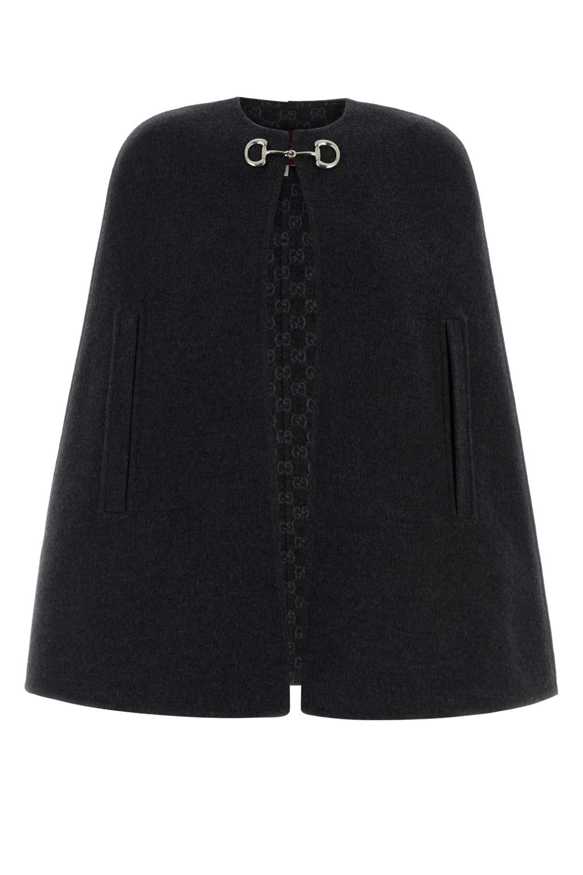 Gucci Women Charcoal Wool Blend Cape GUCCI