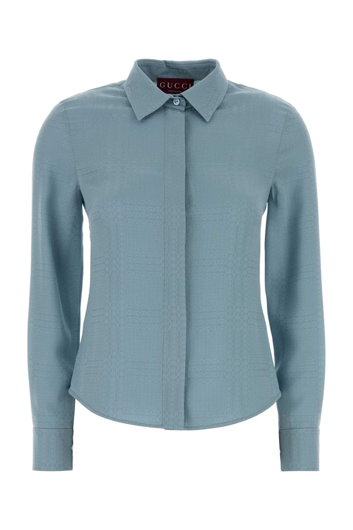 Gucci Women Light-Blue Silk Shirt GUCCI