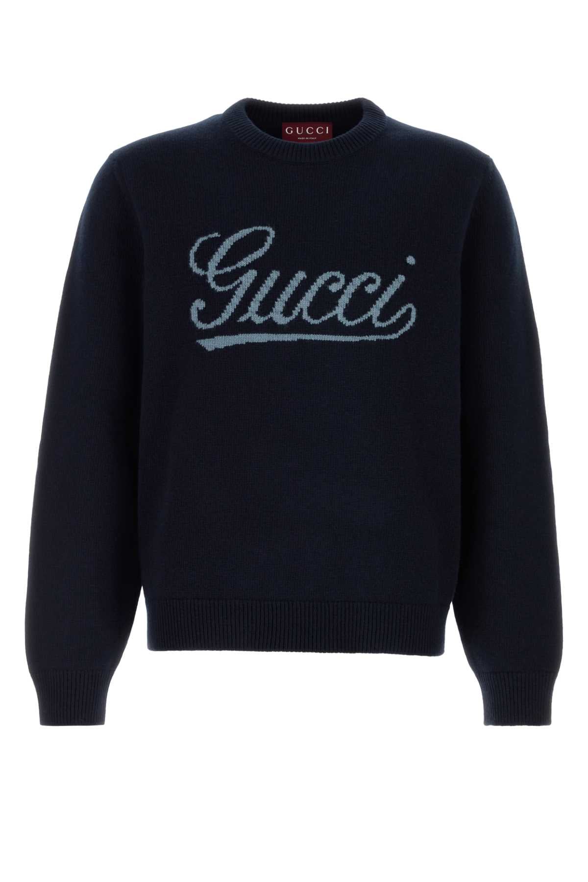 Gucci Men Midnight Blue Wool Sweater GUCCI