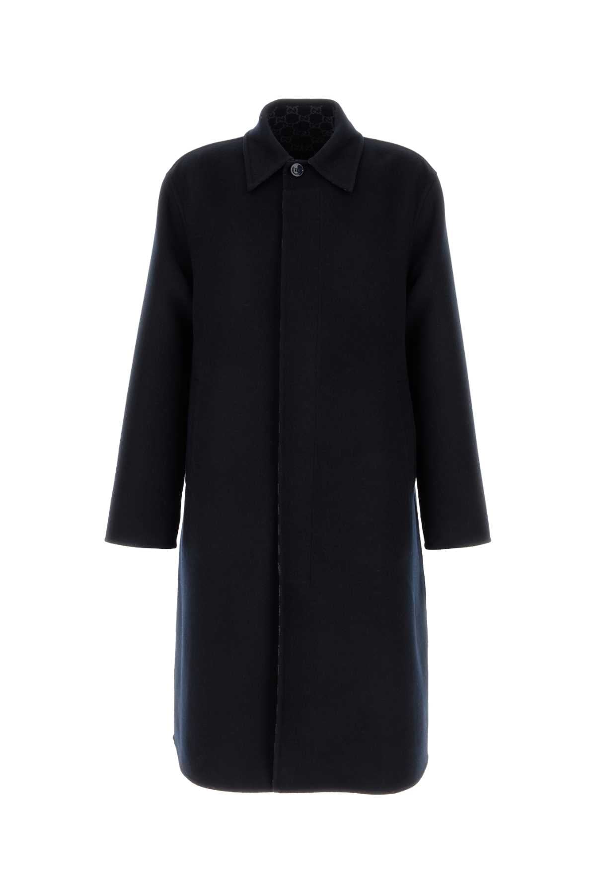 Gucci Men Navy Blue Wool Blend Coat GUCCI