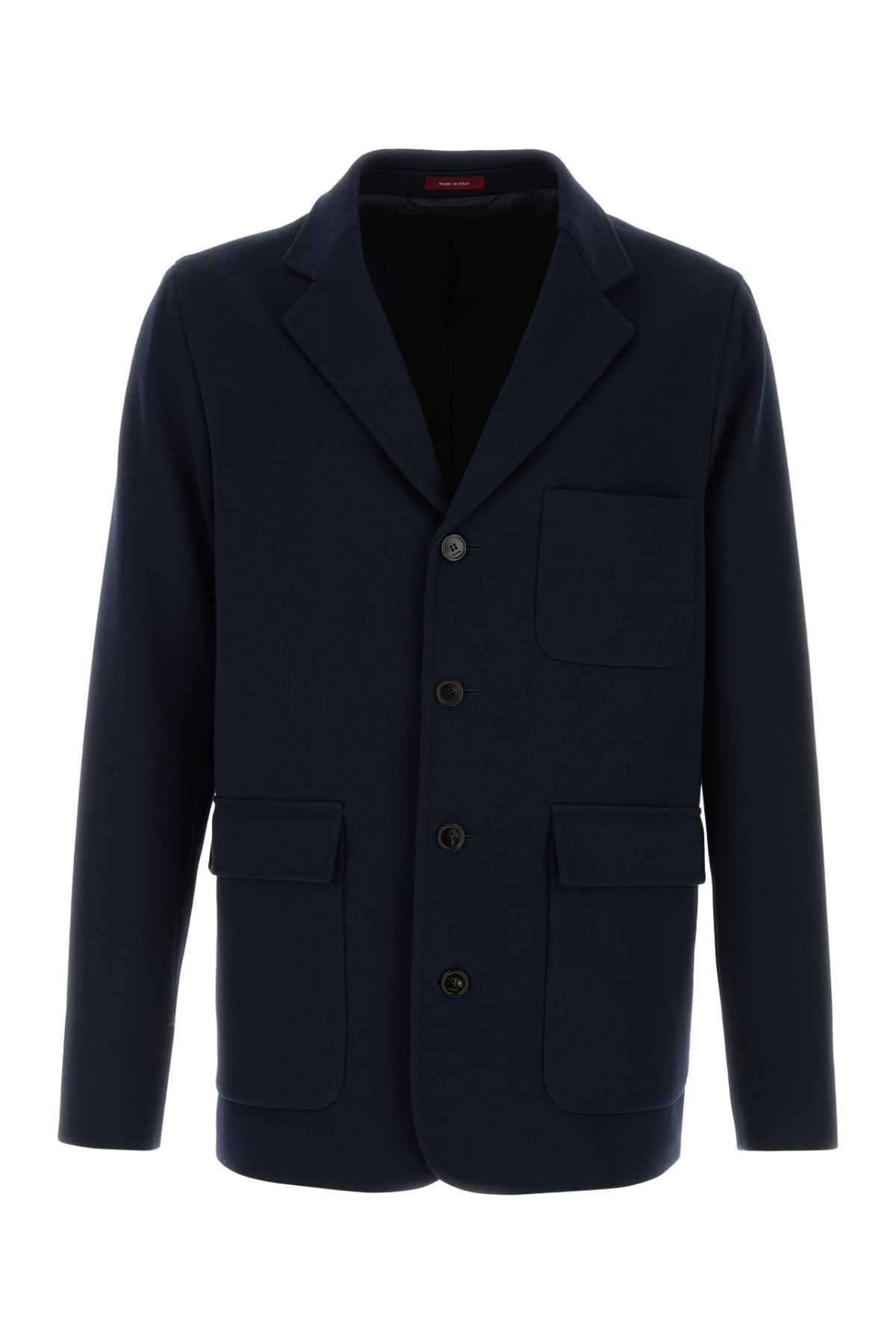 Gucci Men Dark Blue Jersey Blazer