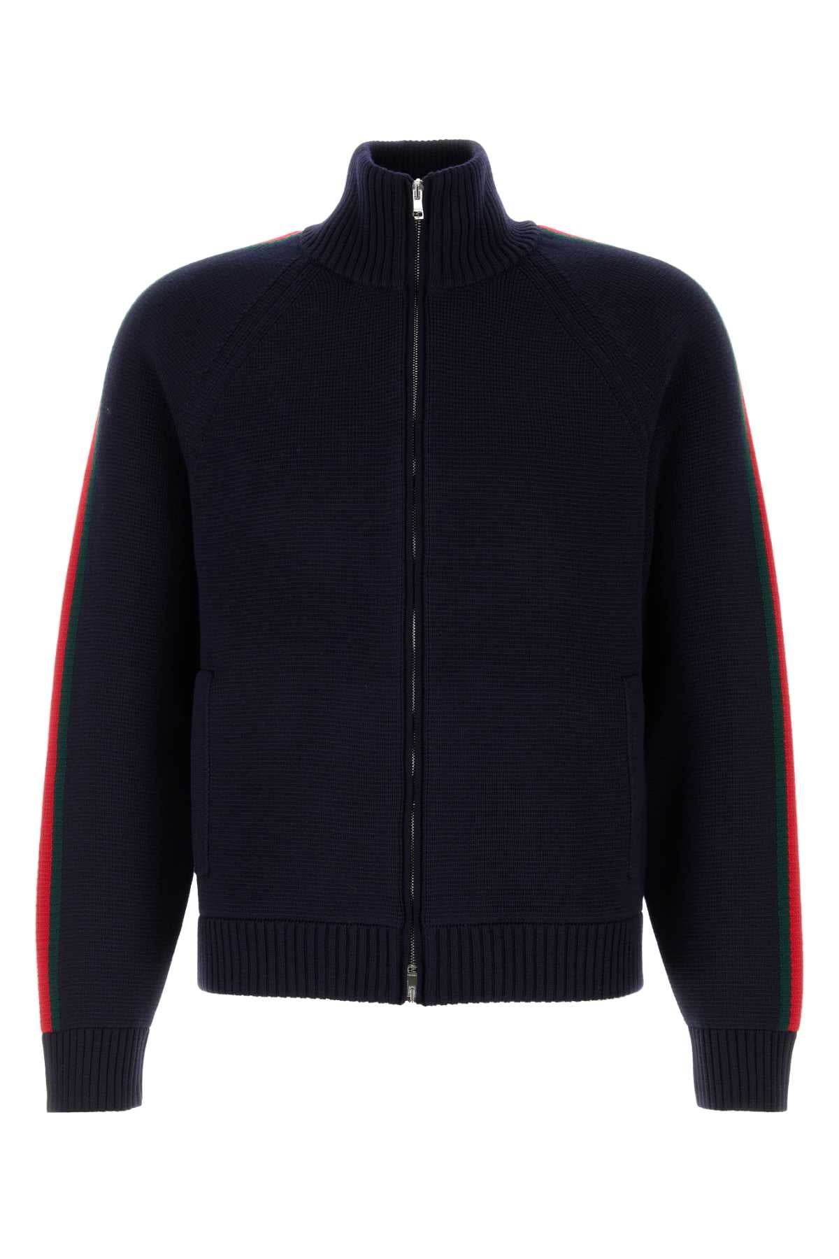 Gucci Men Dark Blue Wool Cardigan GUCCI