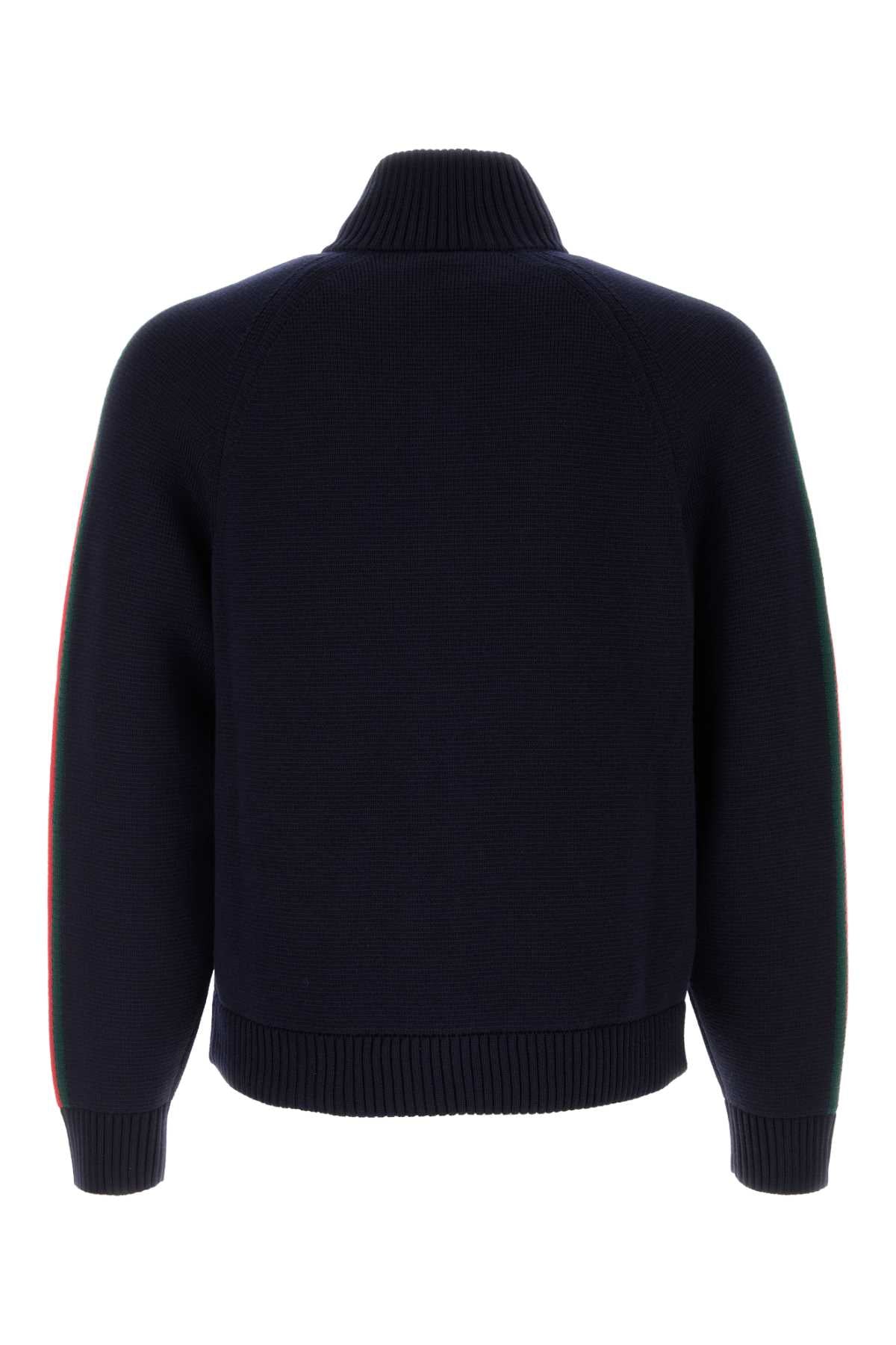 Gucci Men Dark Blue Wool Cardigan GUCCI