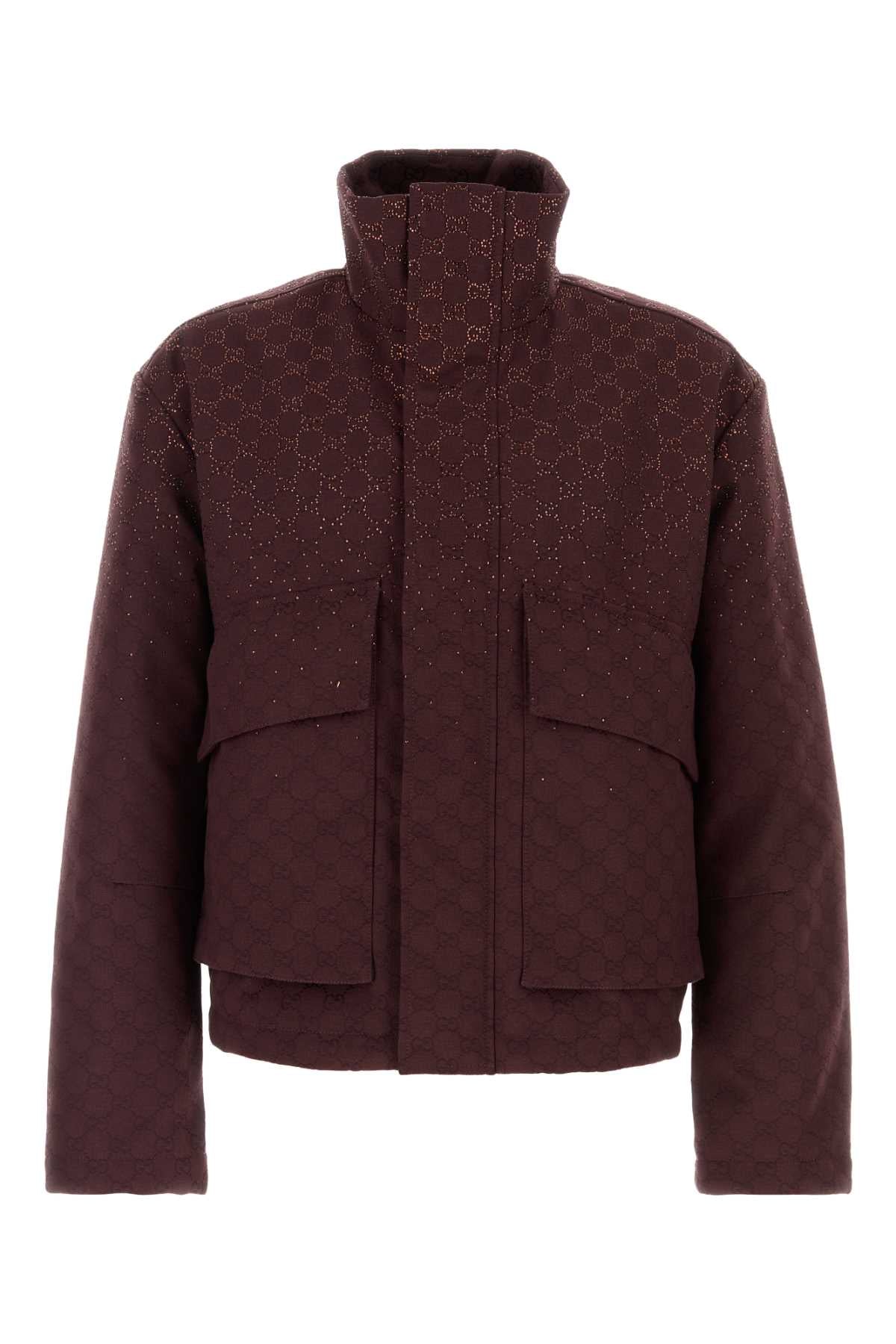Gucci Men Burgundy Gg Fabric Padded Jacket GUCCI