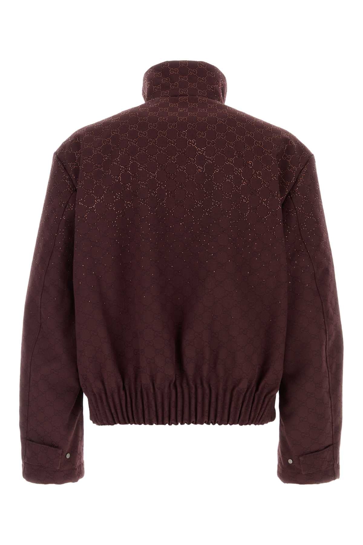 Gucci Men Burgundy Gg Fabric Padded Jacket GUCCI