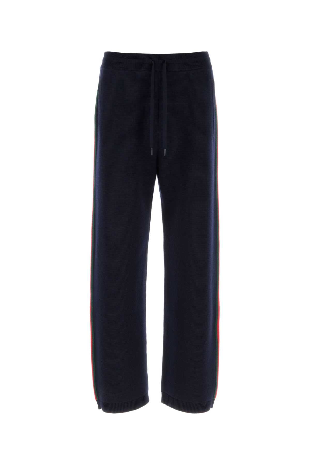 Gucci Men Midnight Blue Stretch Wool Joggers GUCCI