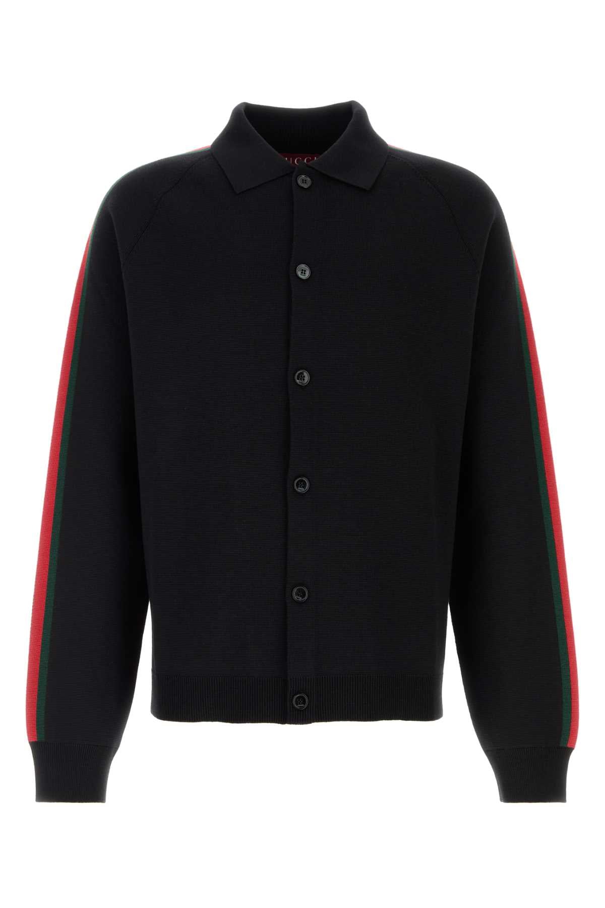 Gucci Men Black Wool Blend Cardigan GUCCI