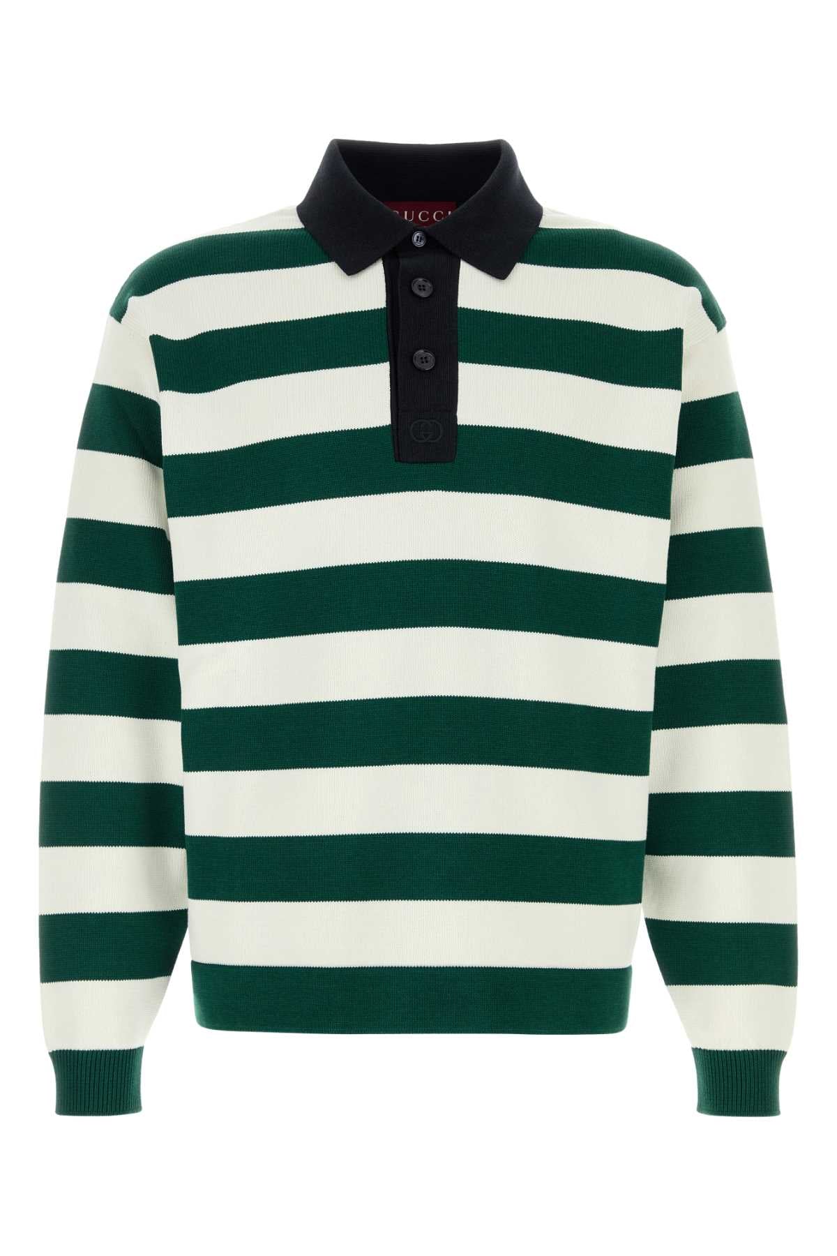 Gucci Men Embroidered Silk Blend Polo Shirt GUCCI