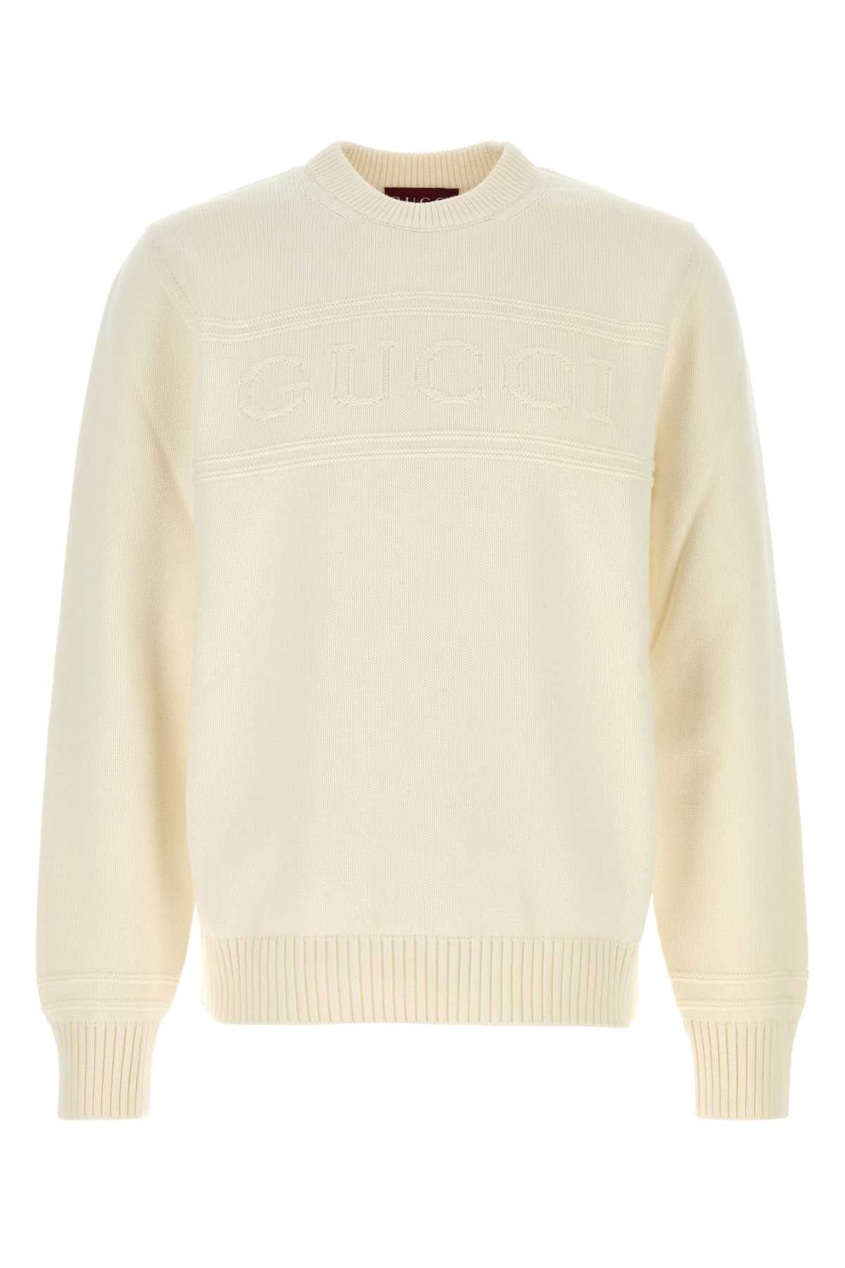 Gucci Men Ivory Cotton Blend Sweater GUCCI
