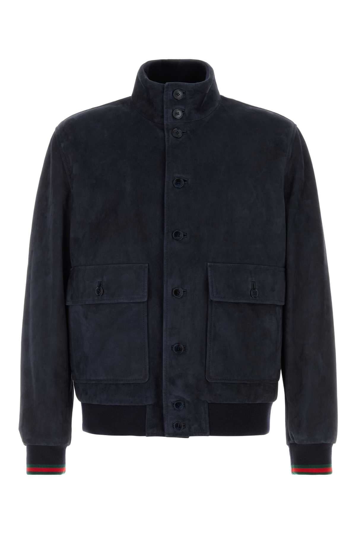 Gucci Men Navy Blue Suede Jacket GUCCI