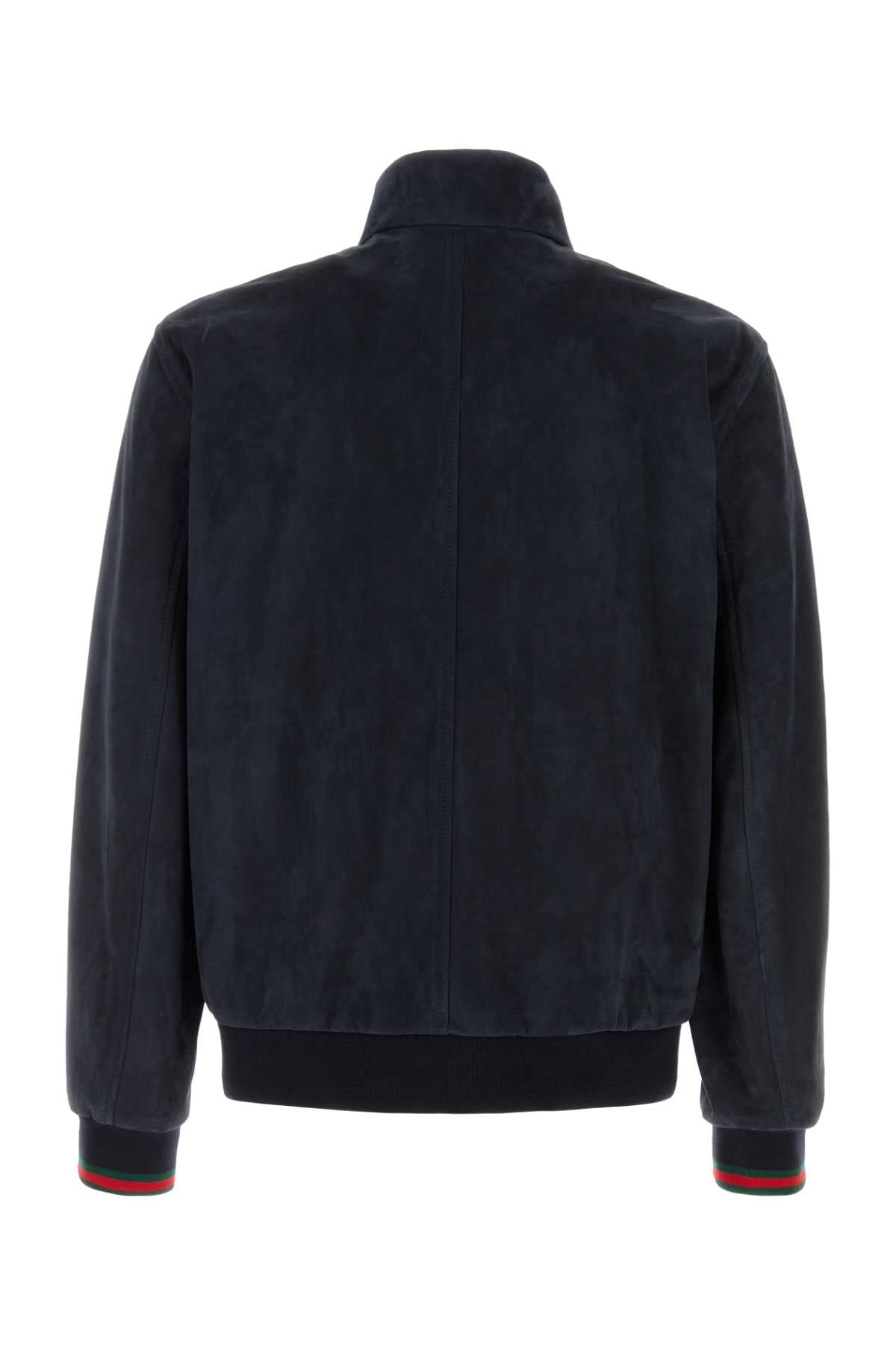 Gucci Men Navy Blue Suede Jacket GUCCI