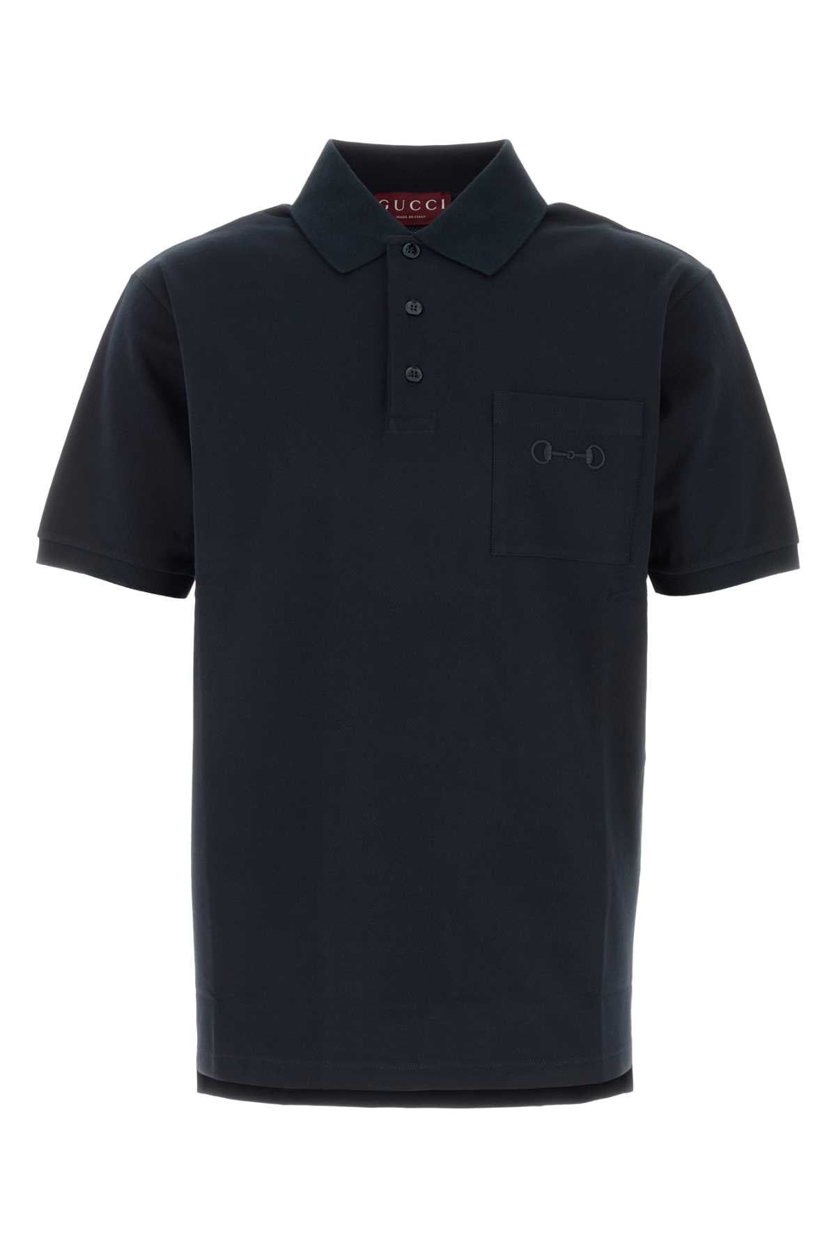 Gucci Men Midnight Blue Stretch Piquet Polo Shirt GUCCI