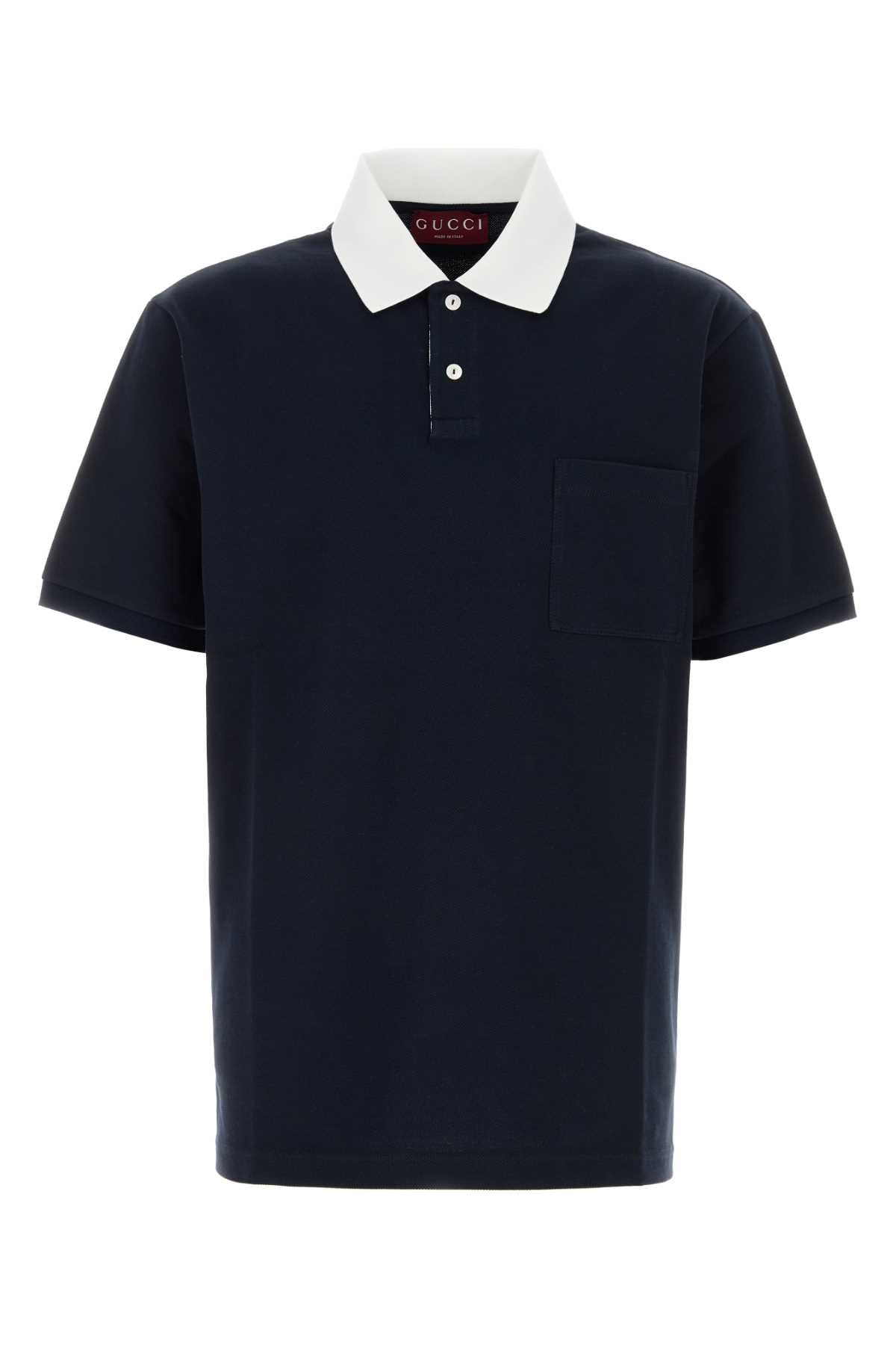 Gucci Men Midnight Blue Stretch Piquet Polo Shirt GUCCI
