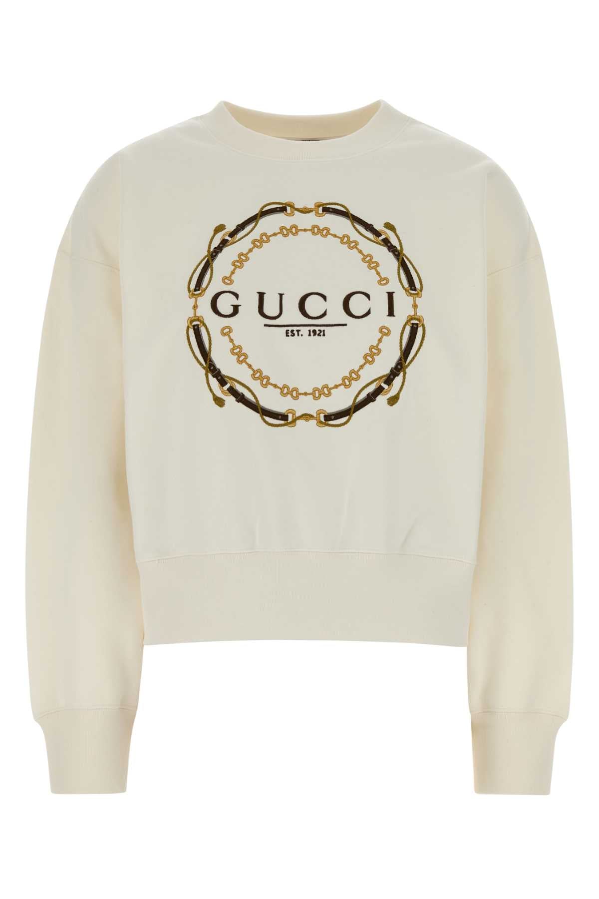 Gucci Women Ivory Cotton Sweatshirt GUCCI