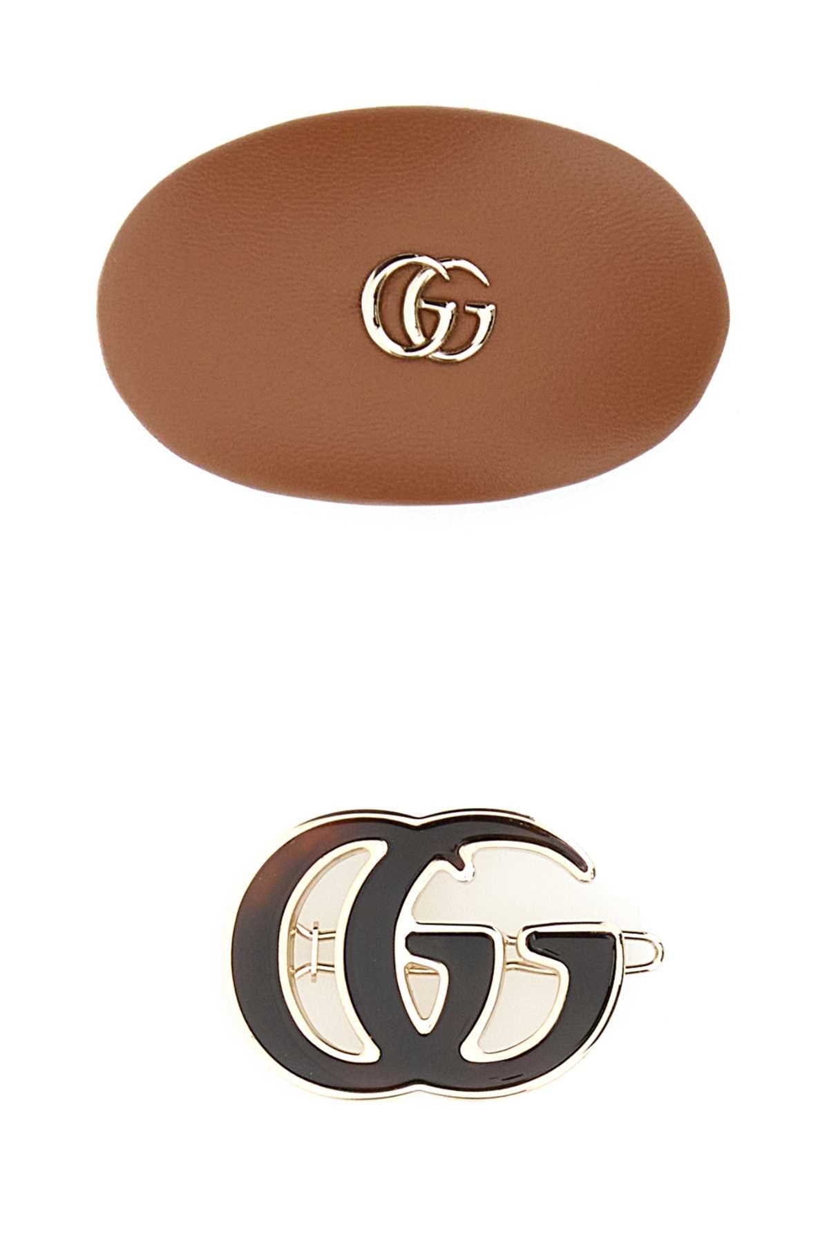 Gucci Women Multicolor Leather And Metal Hair Clips Set GUCCI