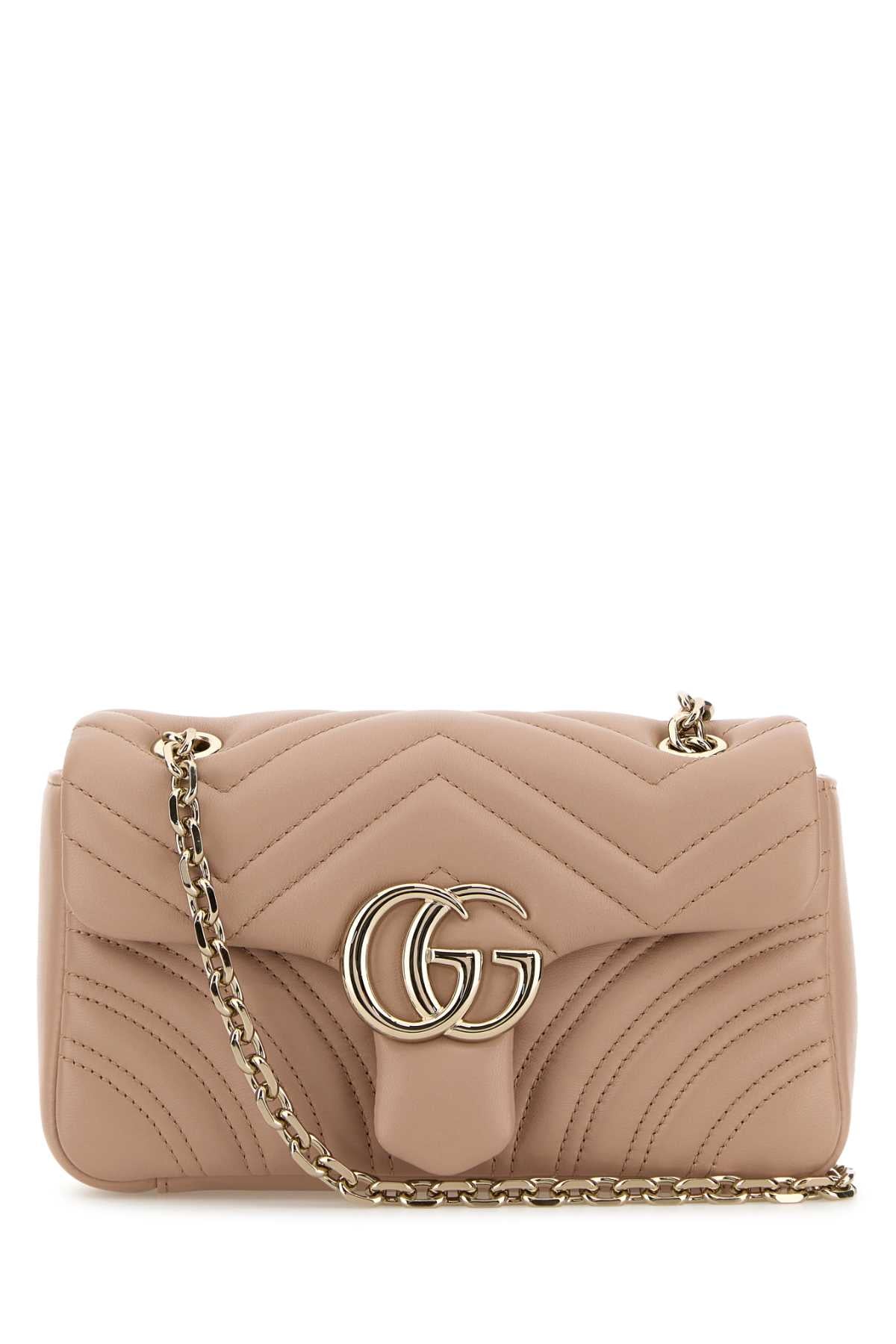 Gucci Women Powder Pink Nappa Leather Small Gg Marmont Shoulder Bag GUCCI