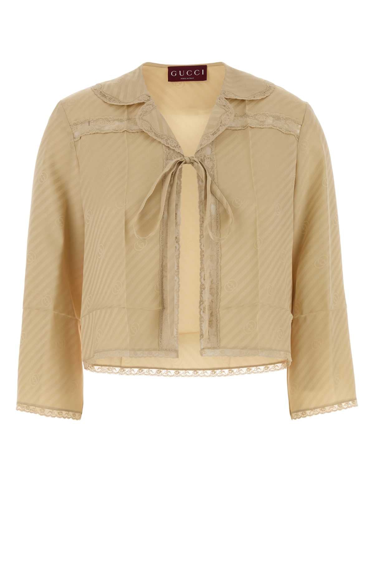 Gucci Women Beige Silk Blouse GUCCI