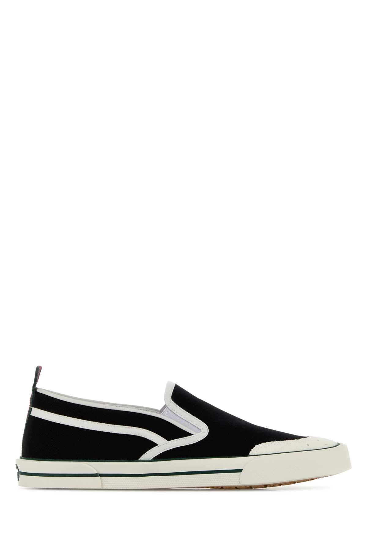 Gucci Men Black Canvas Slip Ons GUCCI