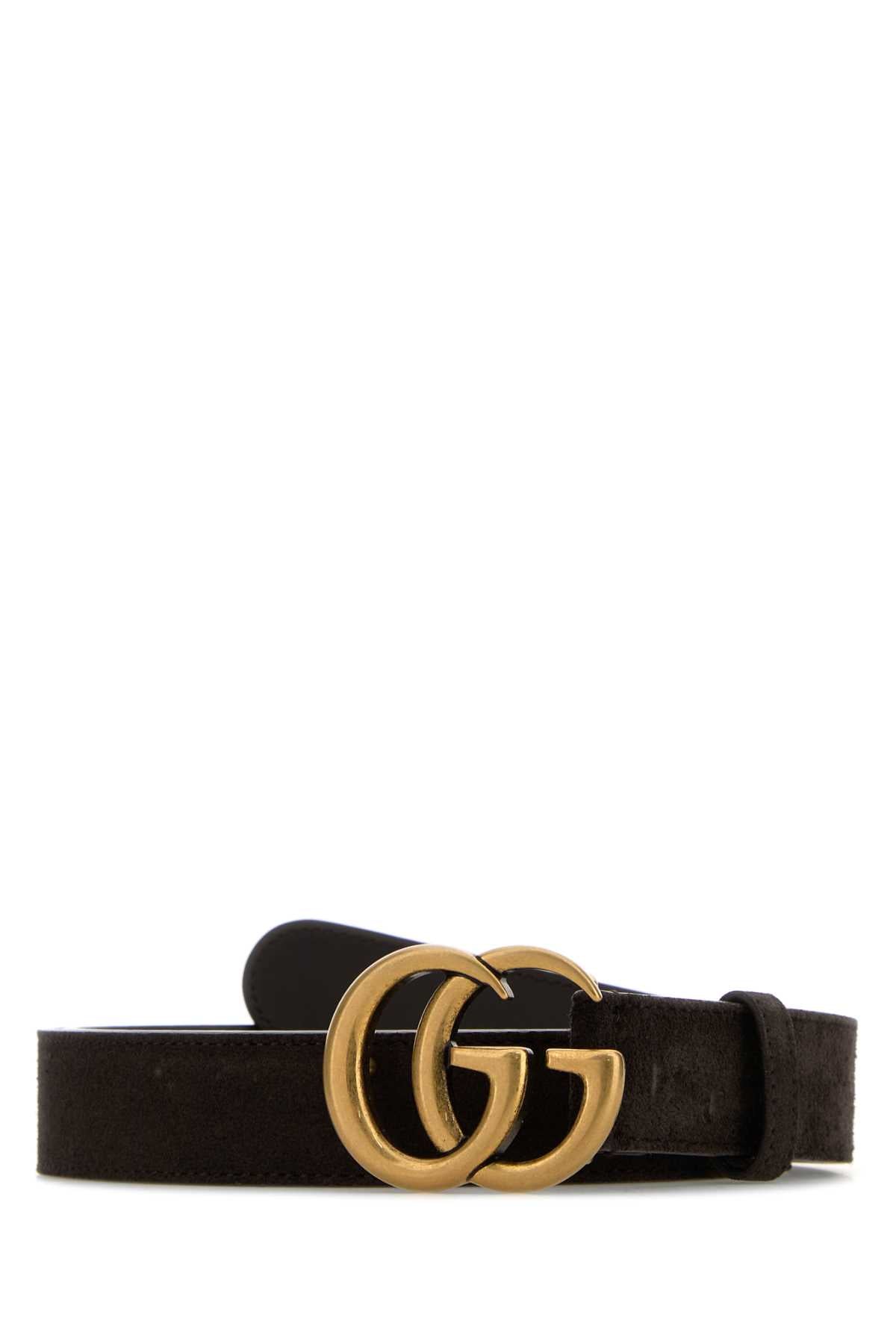 Gucci Men Dark Brown Suede Belt GUCCI