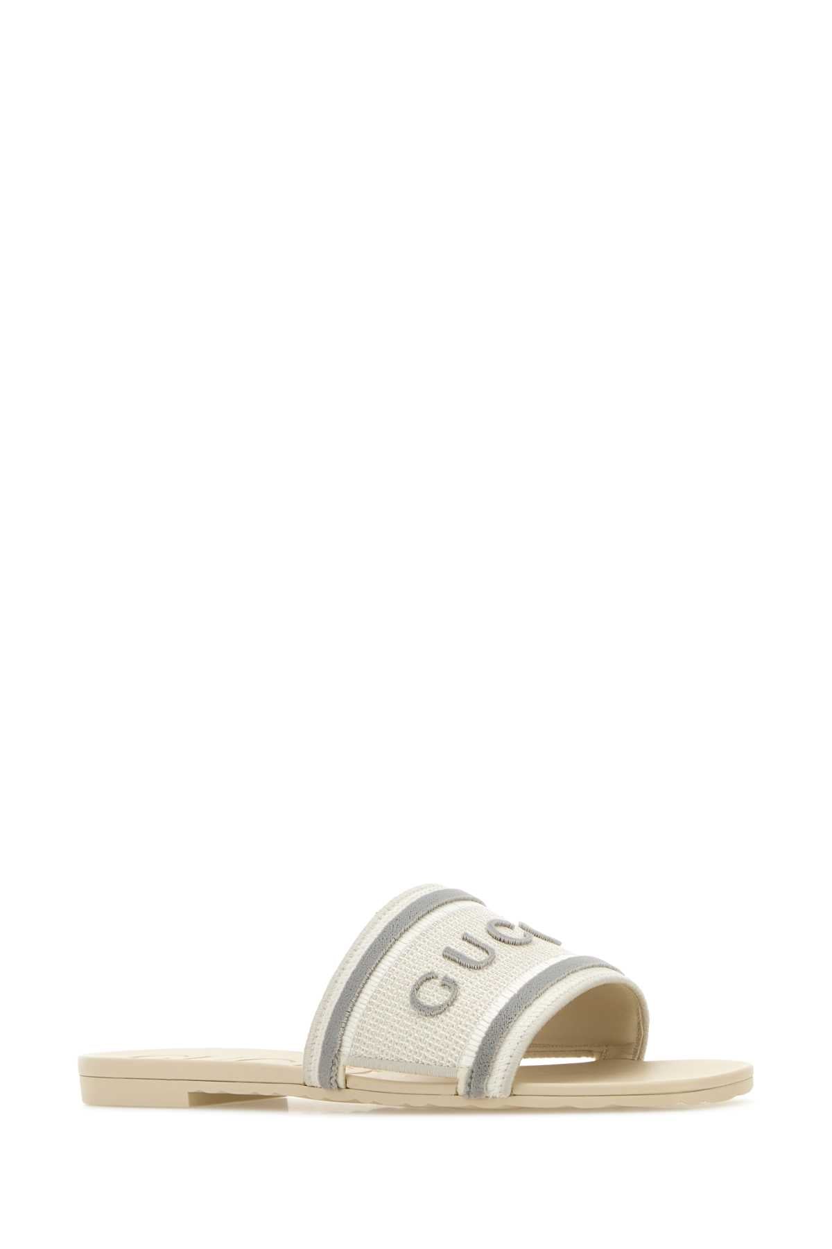 Gucci Women White Canvas Slippers GUCCI