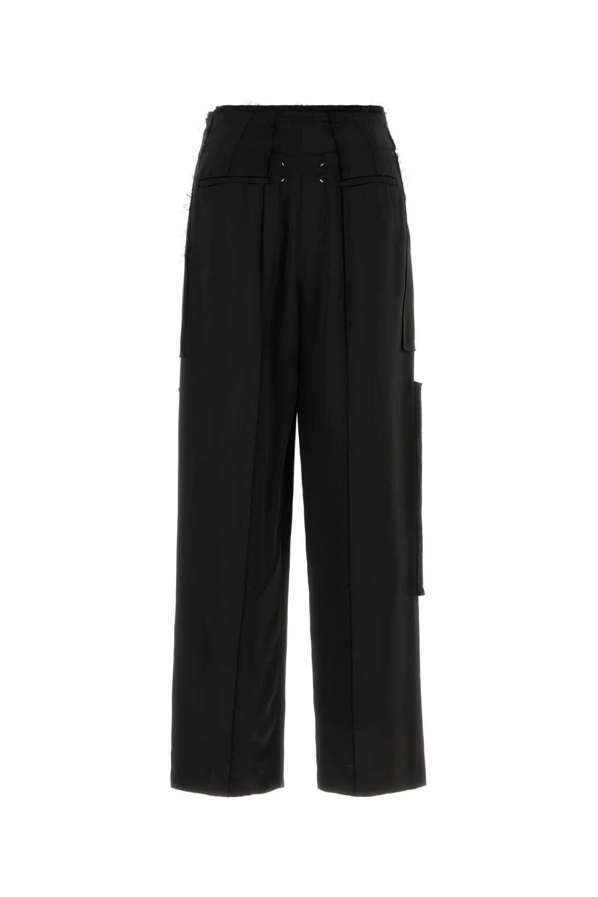 Maison Margiela Men Black Satin Wide-Leg Pant MAISON MARGIELA