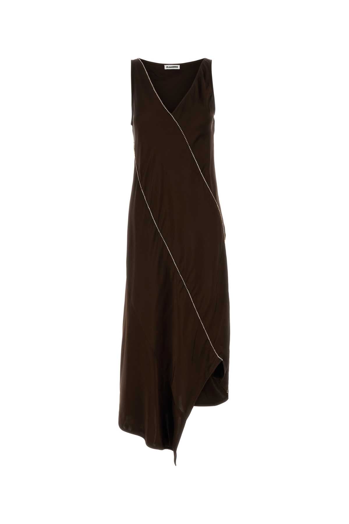Jil Sander Women Chocolate Satin Dress JIL SANDER