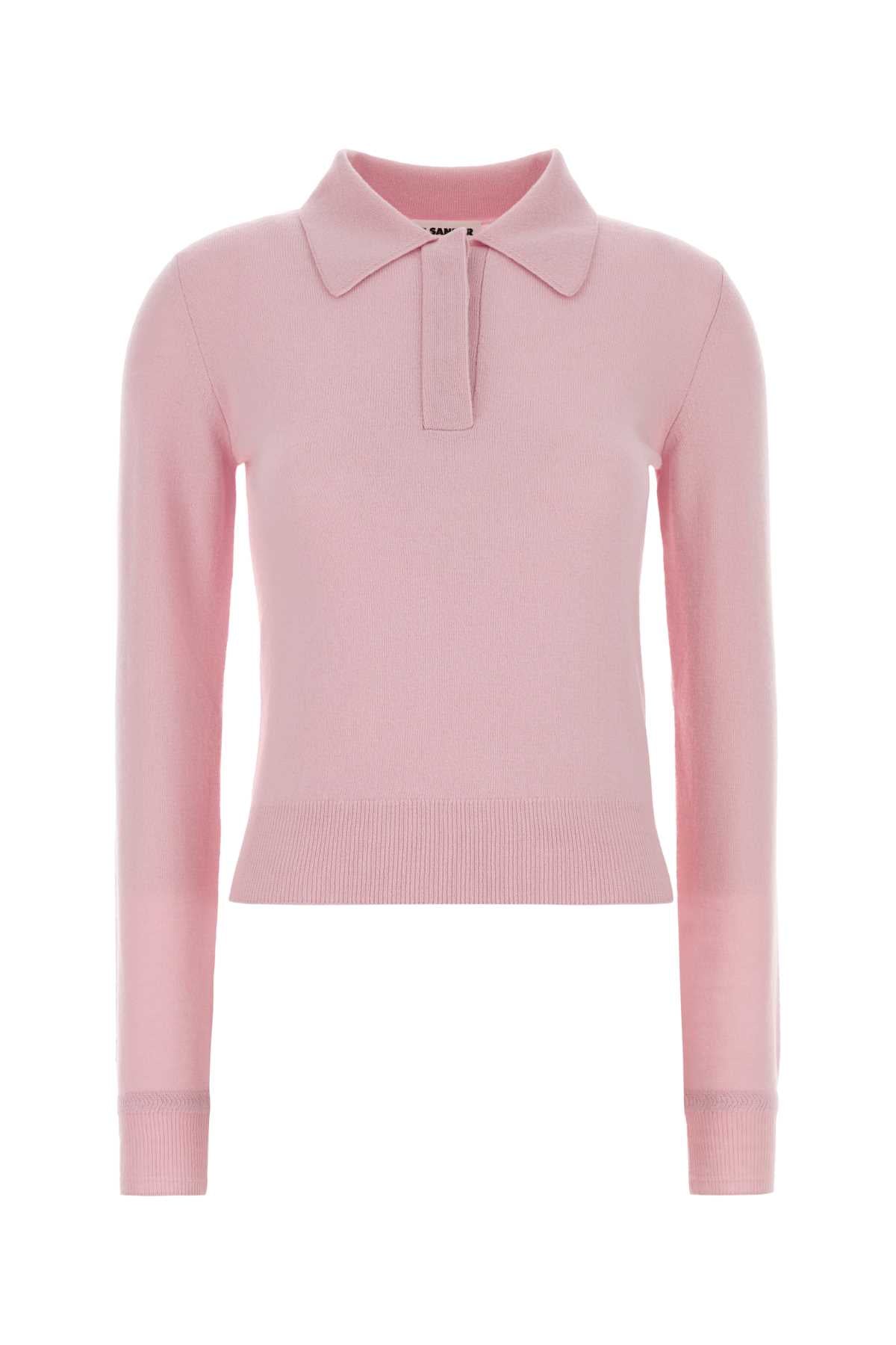 Jil Sander Women Pink Wool Polo Shirt JIL SANDER