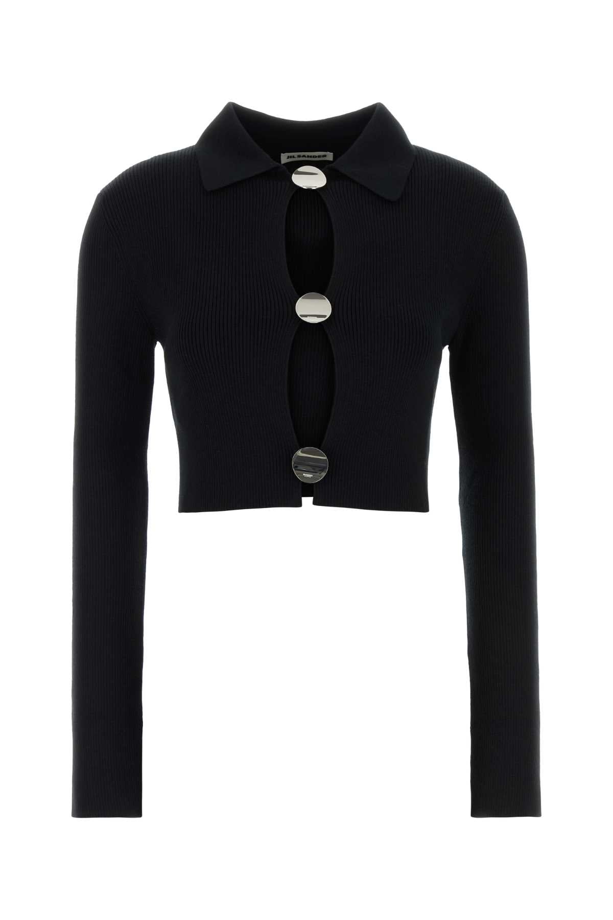 Jil Sander Women Black Wool Cardigan JIL SANDER